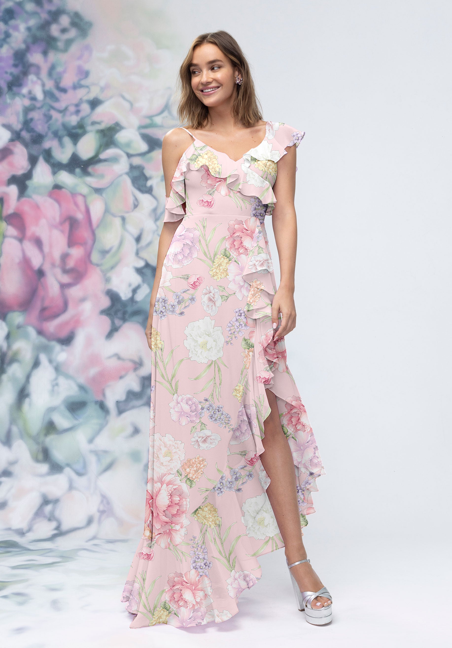morilee-a-linie-brautjungfernkleid-chiffon-floral-mit-r-schen-schlitz image 1