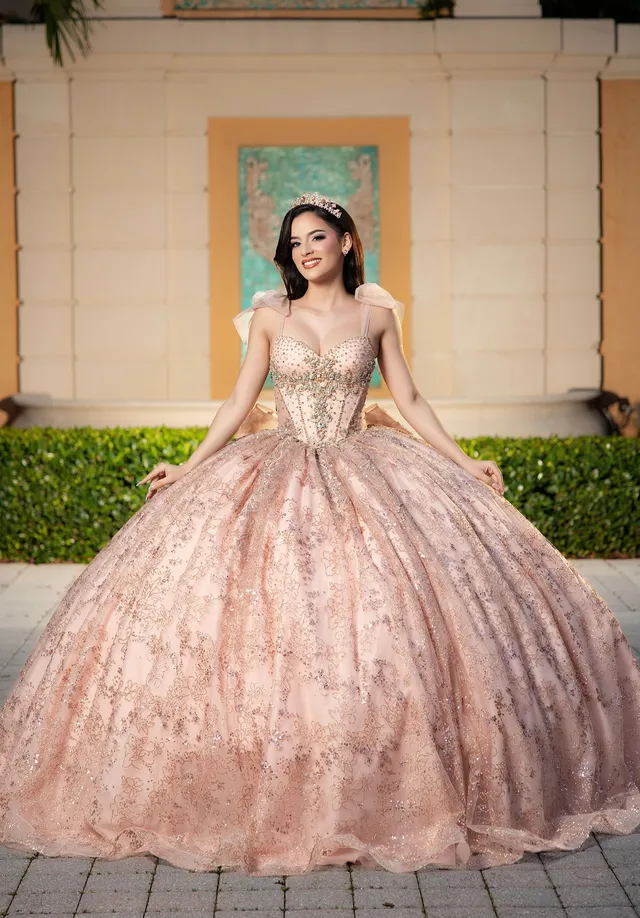 morilee-clara-quincea-era-ballkleid-glitzer-t-ll-mit-bow-rmeln image 1