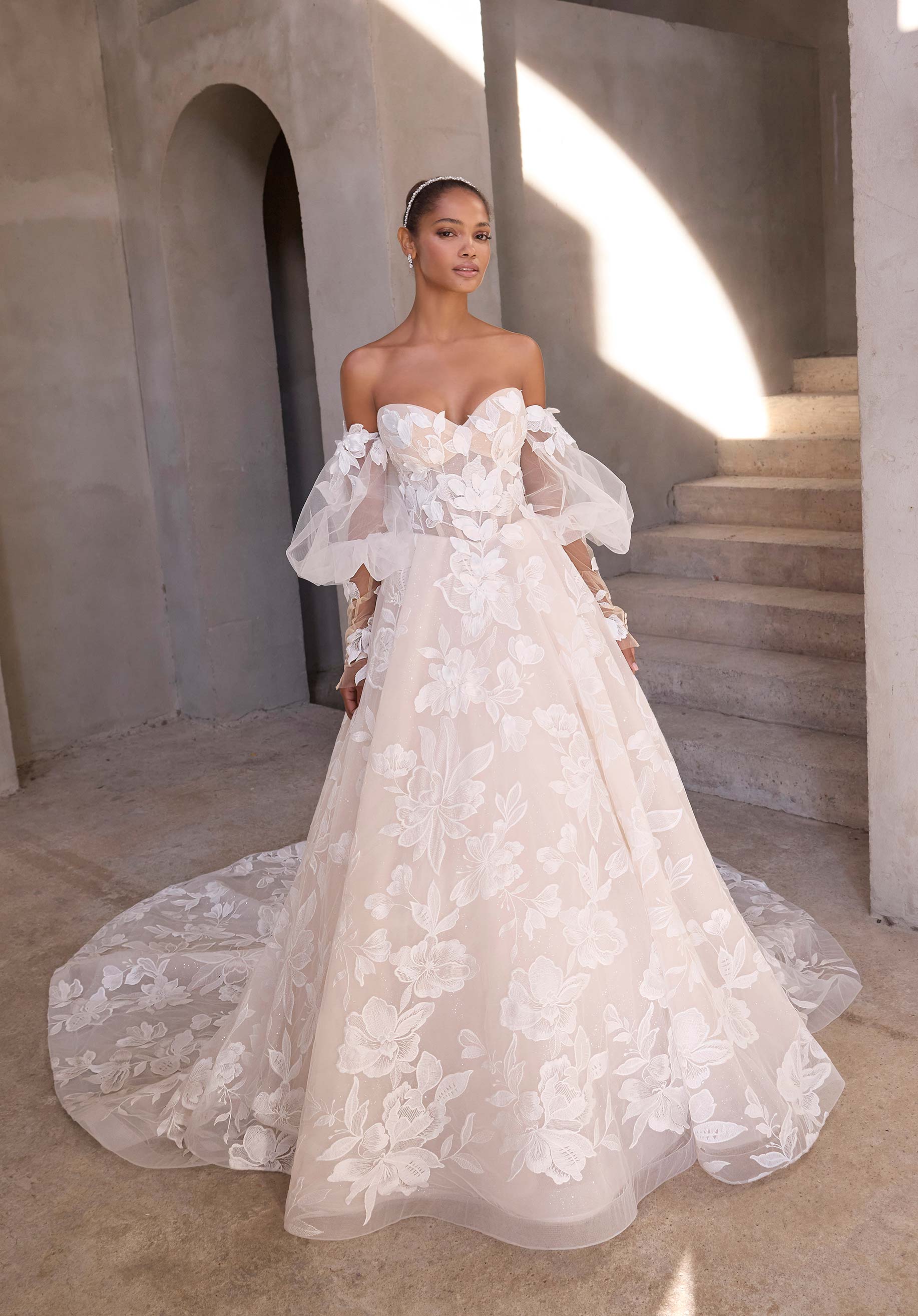 morilee-rodyn-t-ll-ballkleid-brautkleid-mit-puff-rmeln image 2