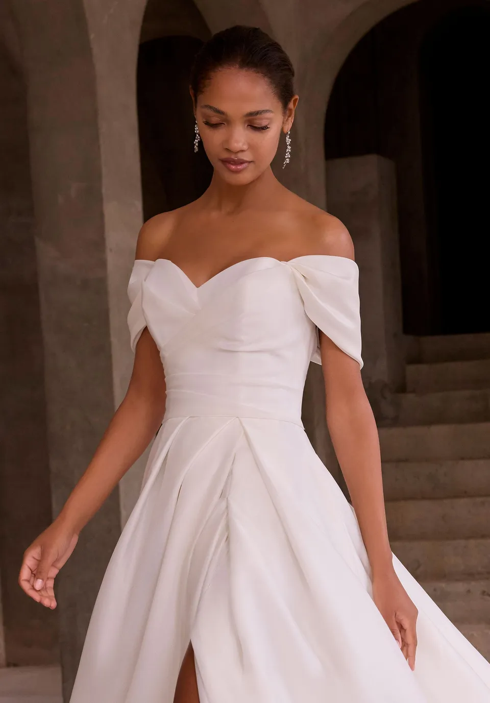 morilee-draped-organza-off-shoulder-abendkleid image 1