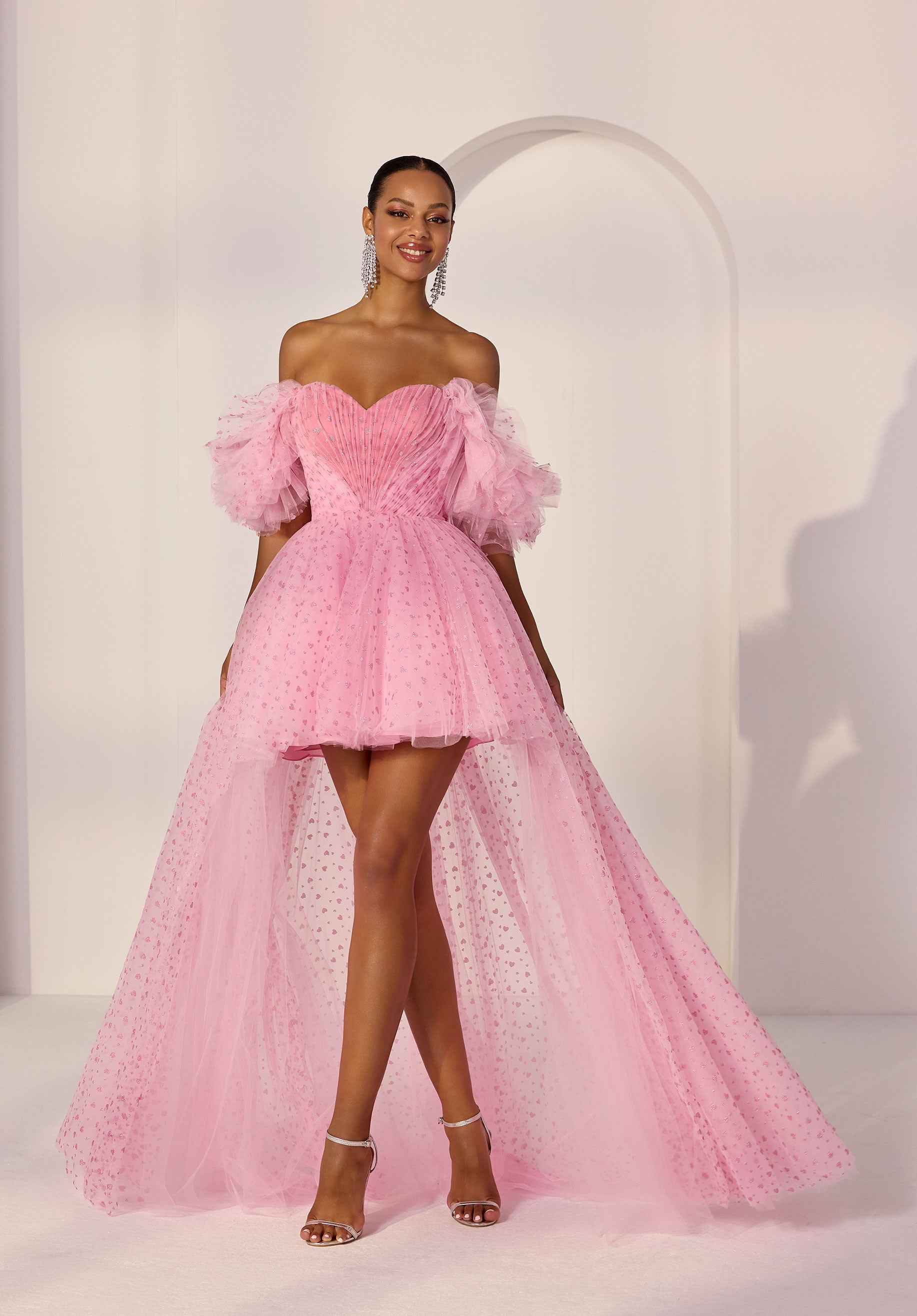 morilee-flocked-printed-hearts-hi-low-partykleid image 1