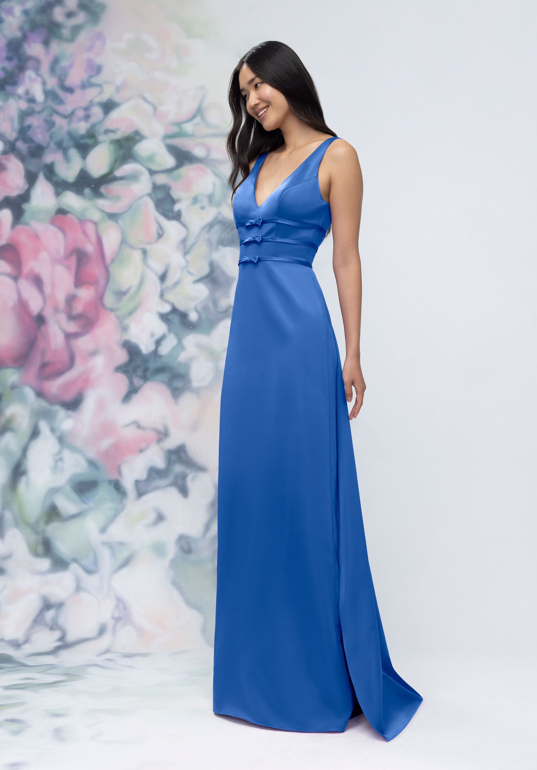 morilee-brautjungfernkleid-satin-v-ausschnitt-mit-schleife-und-abnehmbarer-schle image 5