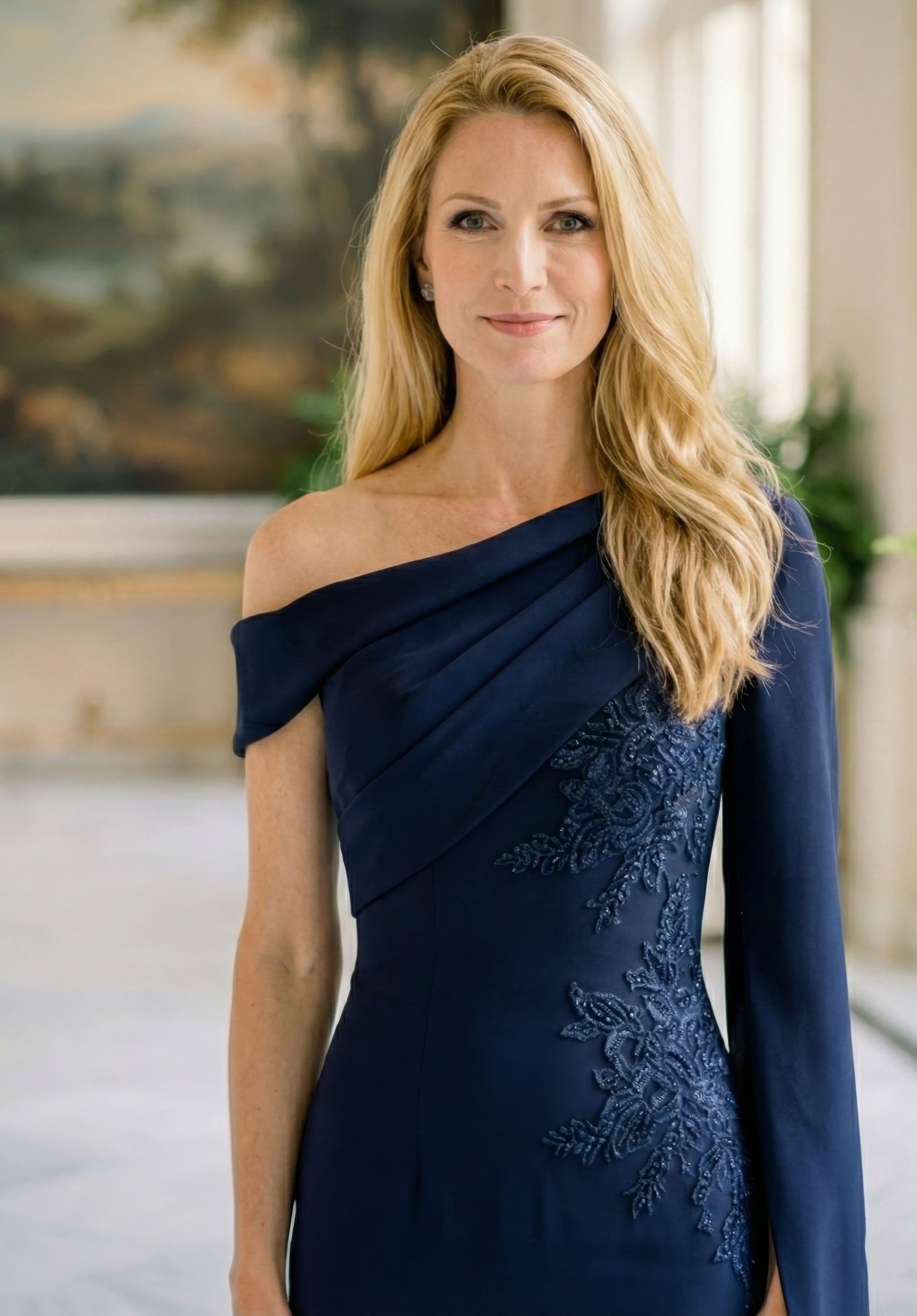 morilee-one-shoulder-stretch-crepe-abendkleid-mit-bl-ten-und-split-rmel image 5