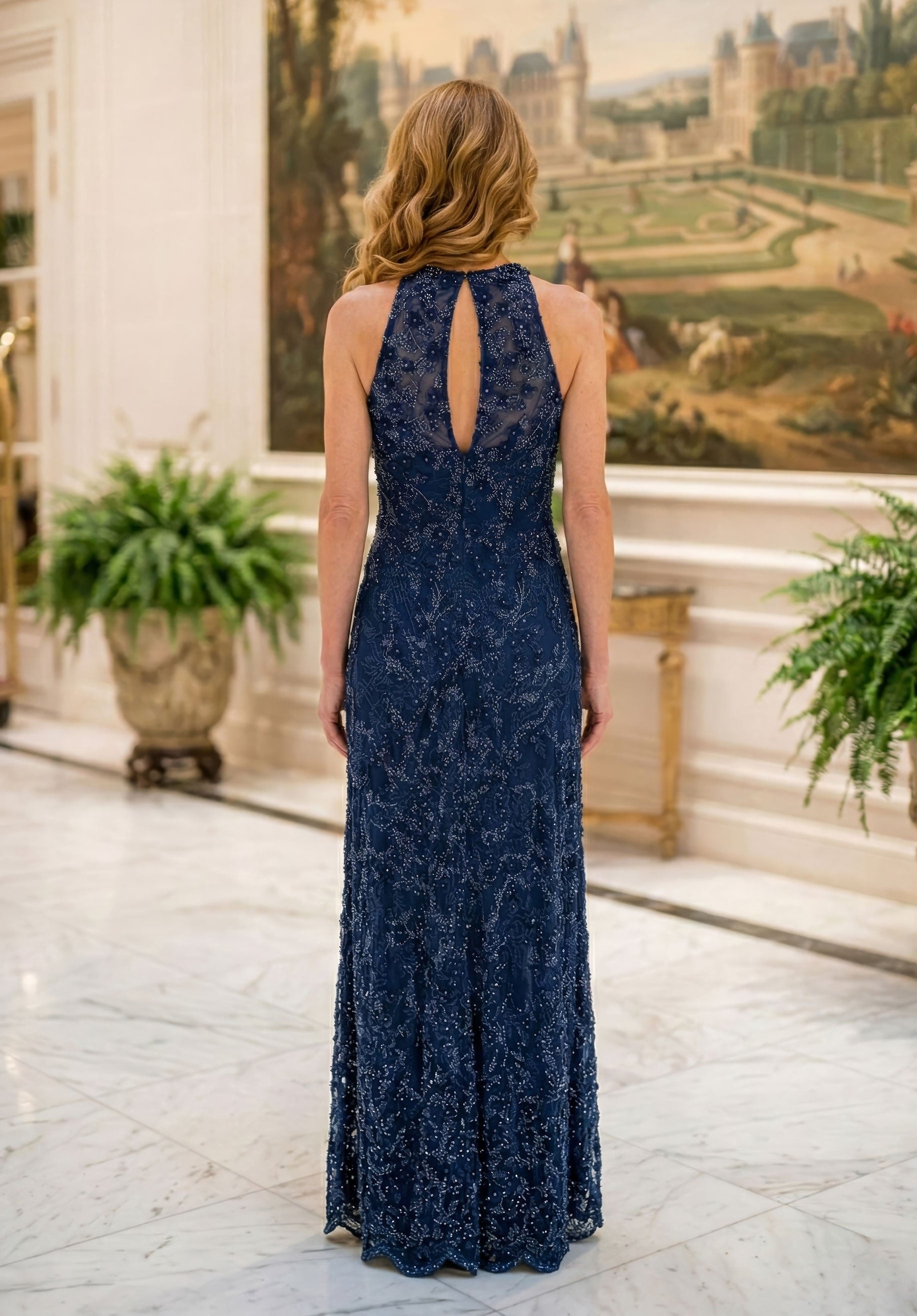 morilee-halter-neck-3d-floral-chantilly-lace-abendkleid image 3
