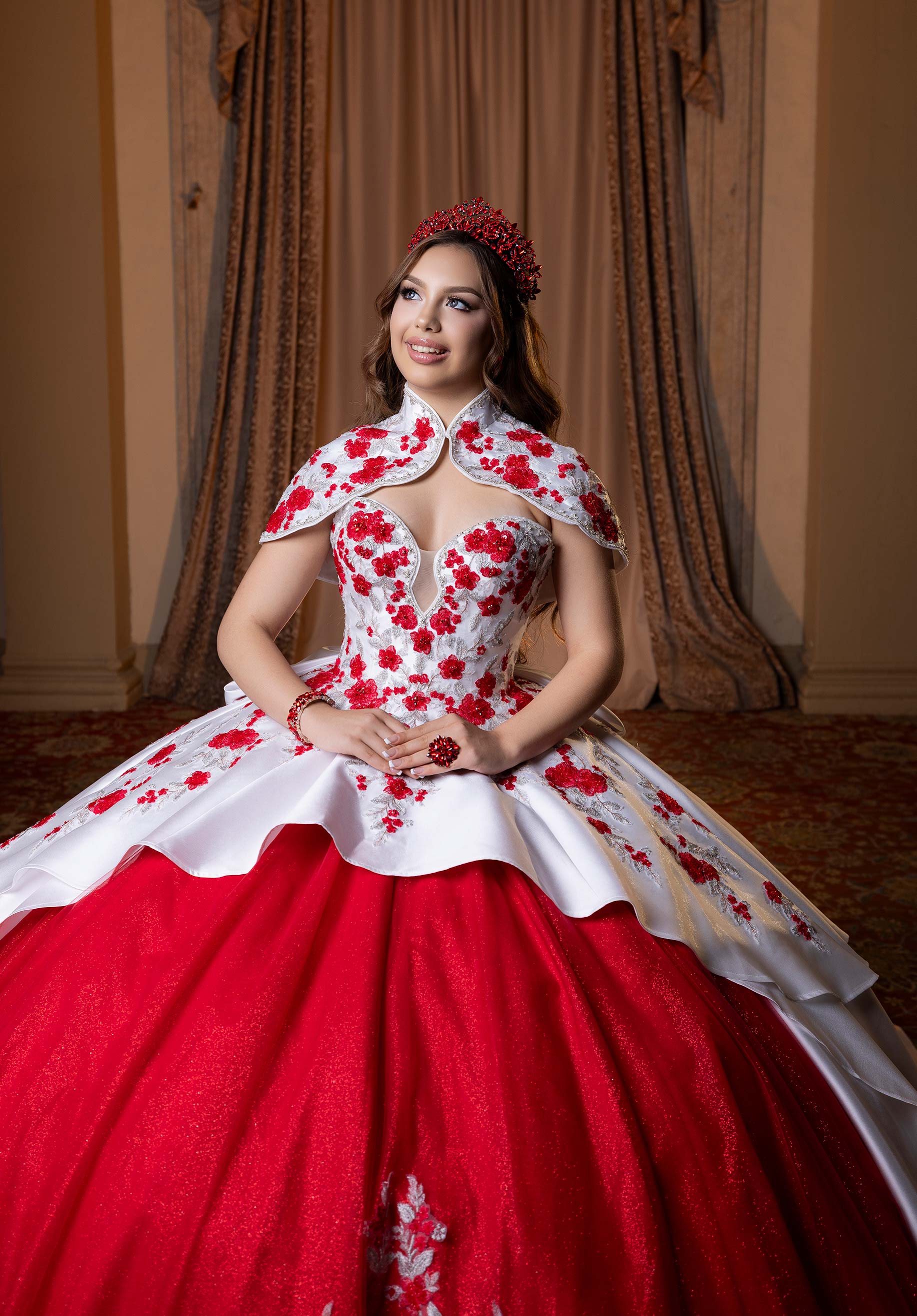 morilee-brandy-quincea-era-kleid-mikado-mit-capelet-und-schleife image 7