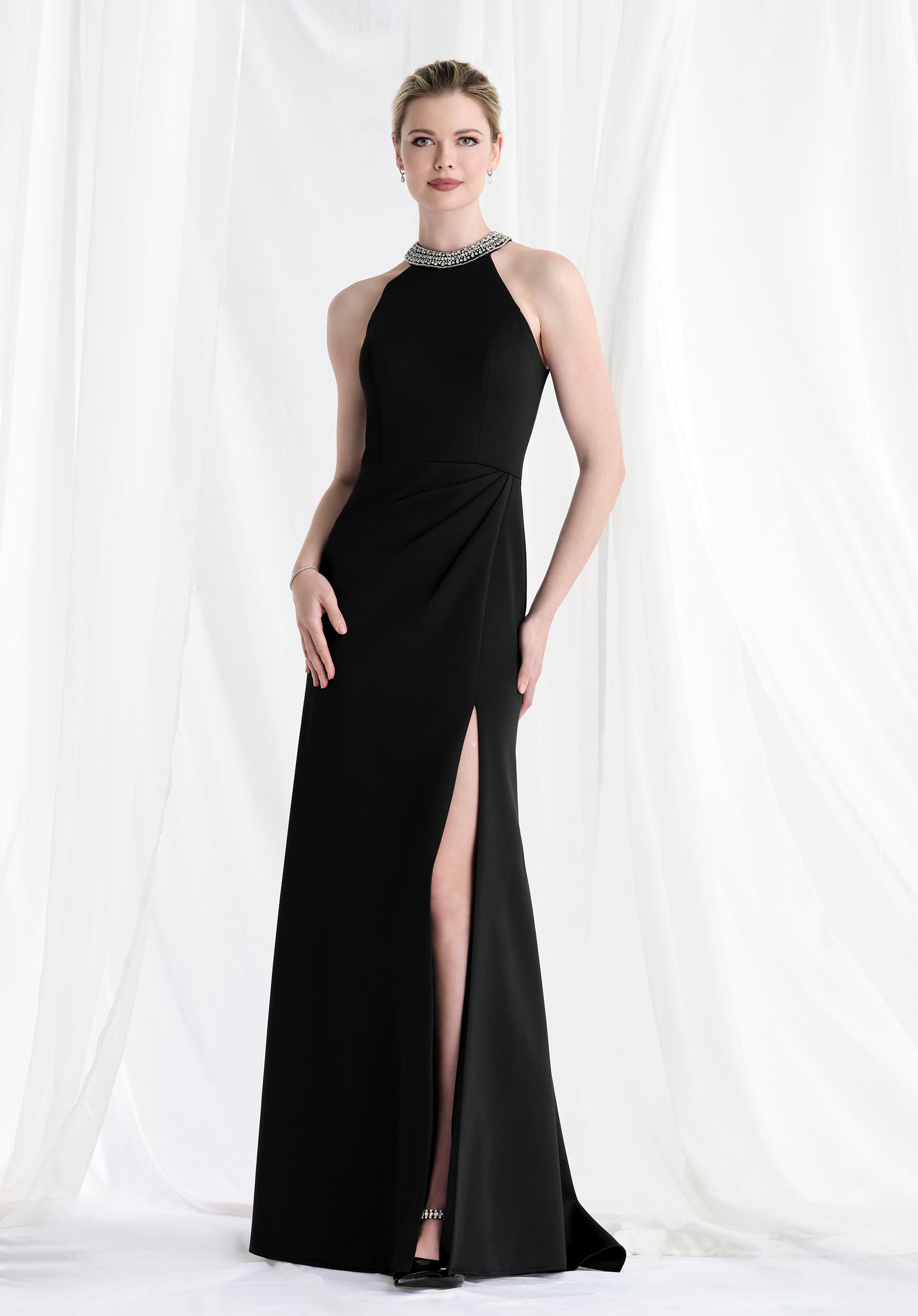morilee-beaded-collar-halter-neck-fit-and-flare-abendkleid image 1