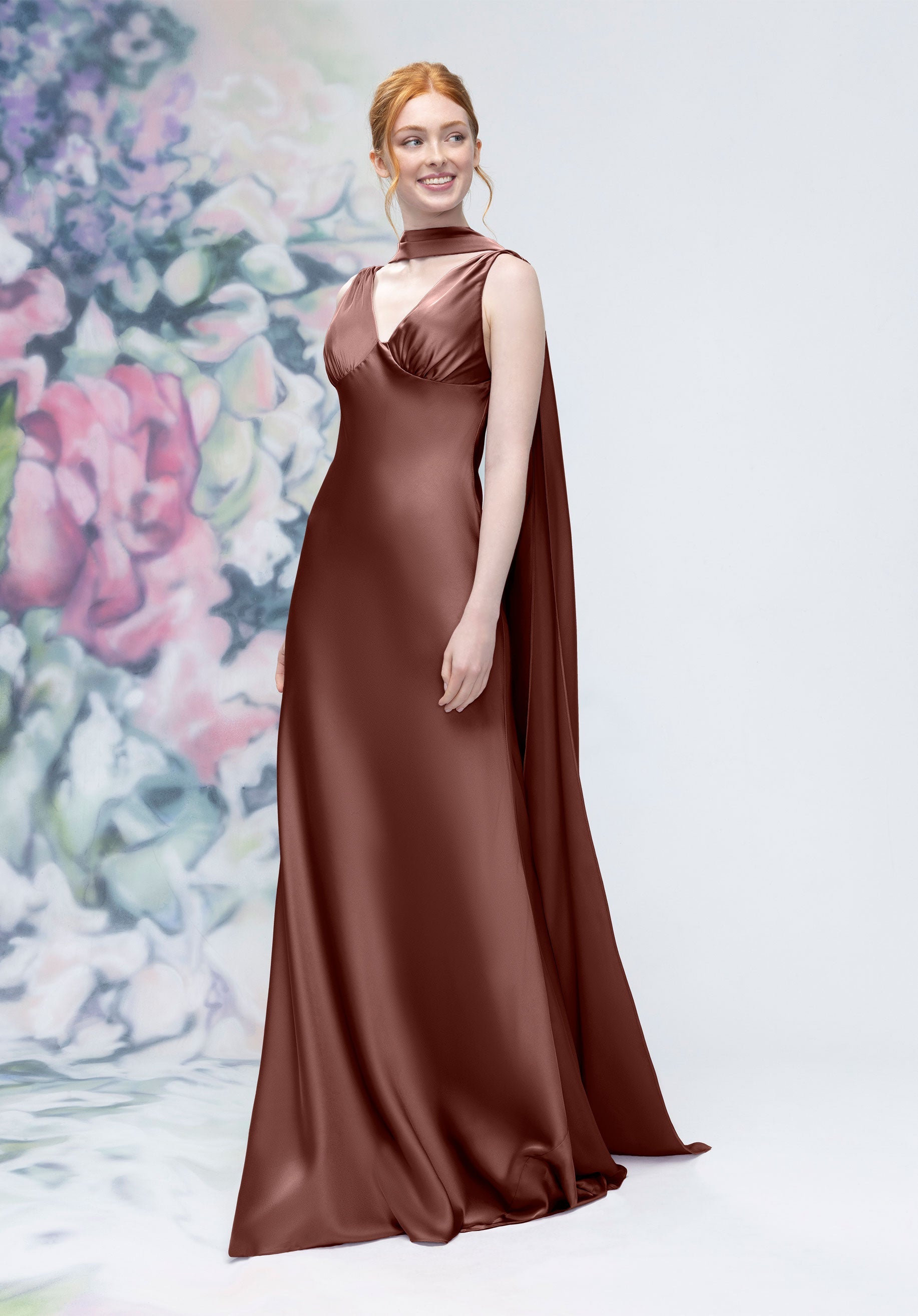 morilee-brautjungfernkleid-satin-v-ausschnitt-empire-mit-halstuch image 8