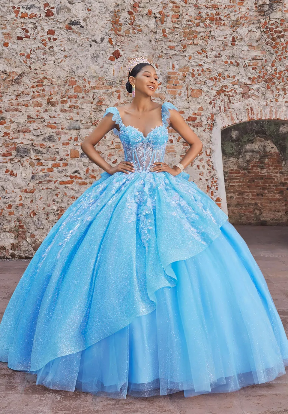 morilee-vizcaya-avery-quincea-era-kleid-glitzer-t-ll-mit-korsett image 1