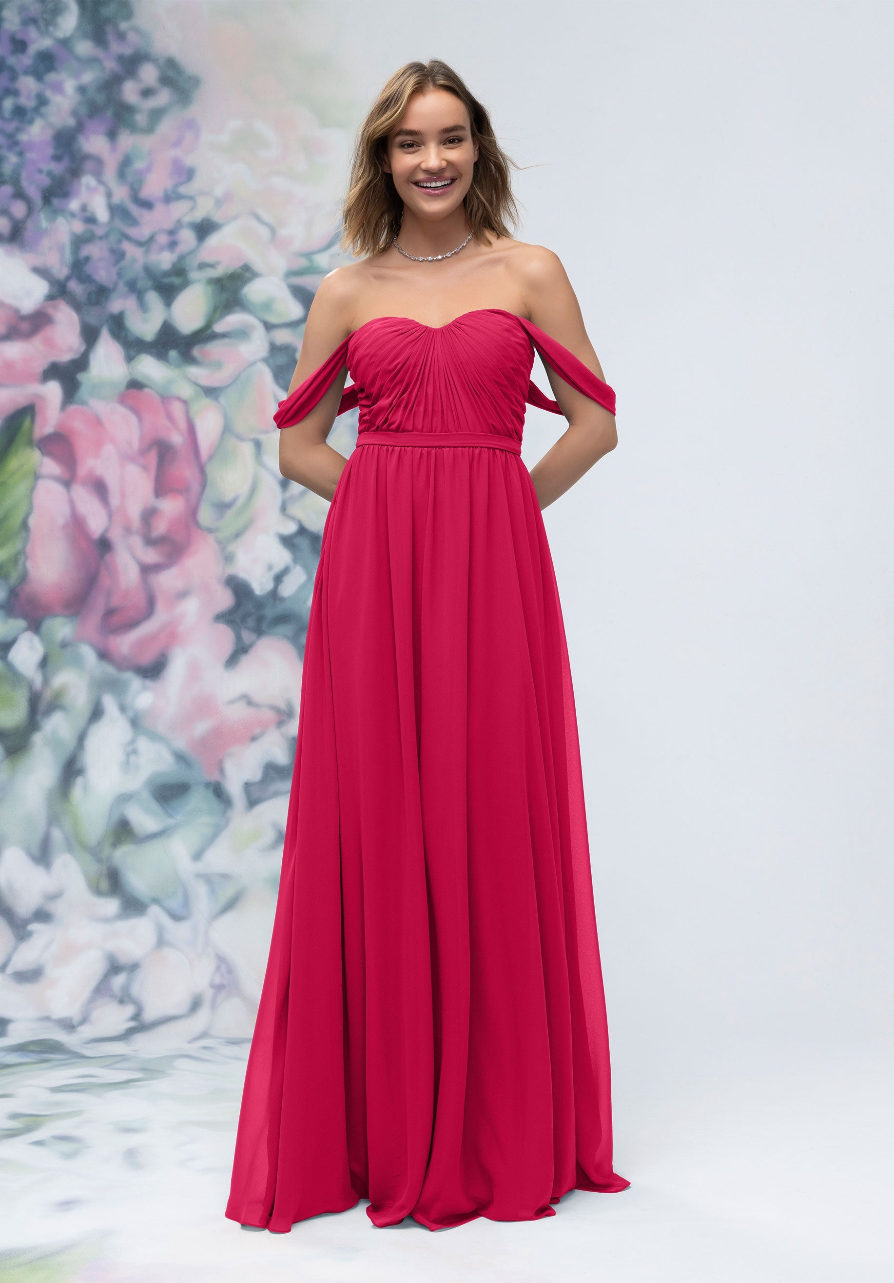 morilee-brautjungfernkleid-a-linie-chiffon-sweetheart-gerafft-off-shoulder image 6