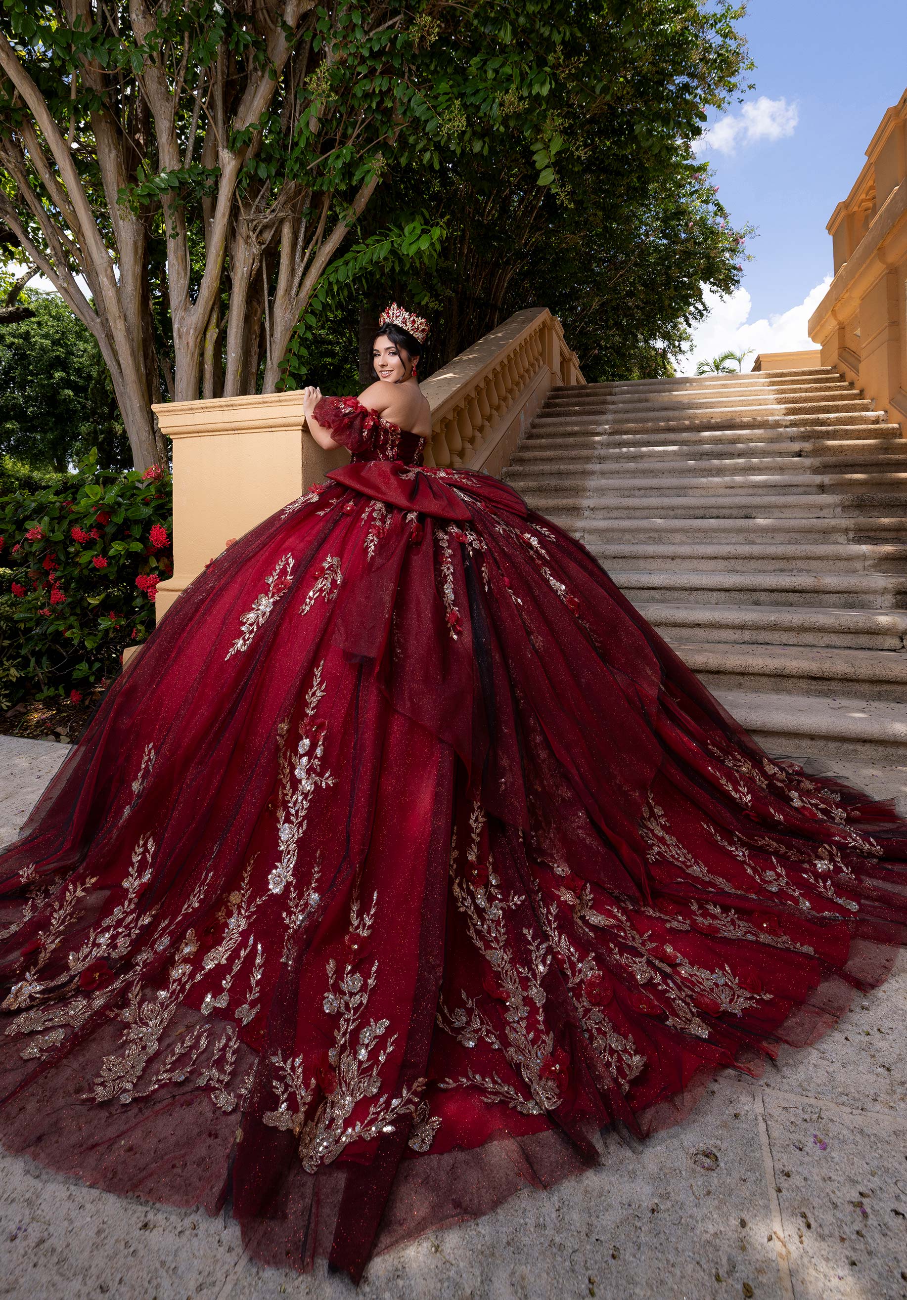 morilee-vizcaya-blair-quincea-era-kleid-mit-3d-bl-ten-und-puff-rmeln image 8