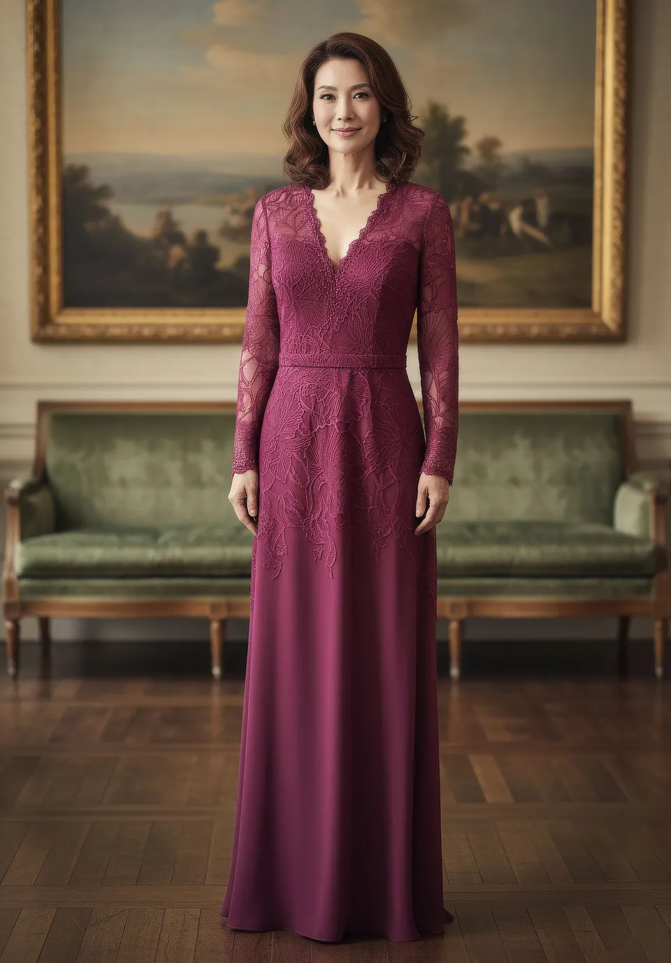morilee-spitzen-langarm-a-linie-abendkleid-mit-crepe-rock image 1