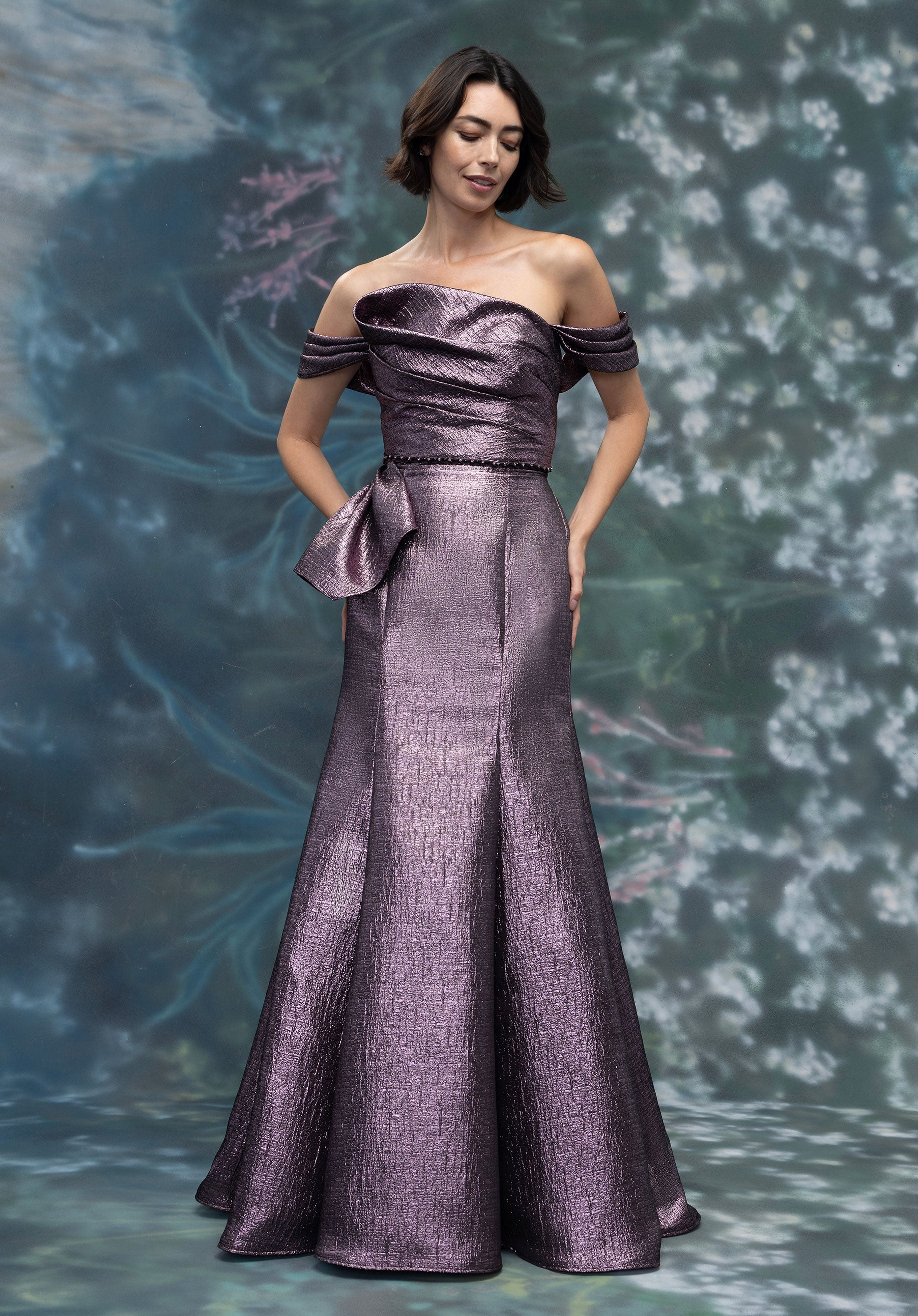 morilee-metallic-jacquard-abendkleid-meerjungfrau-asymmetrisch image 1