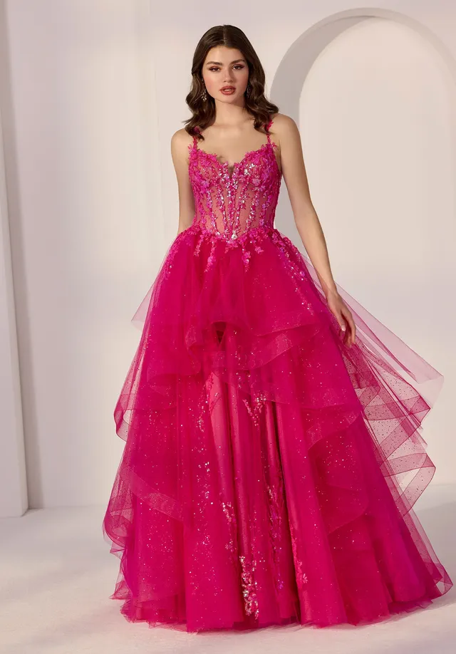 morilee-beaded-lace-corset-glitzer-t-ll-party-ballkleid image 1