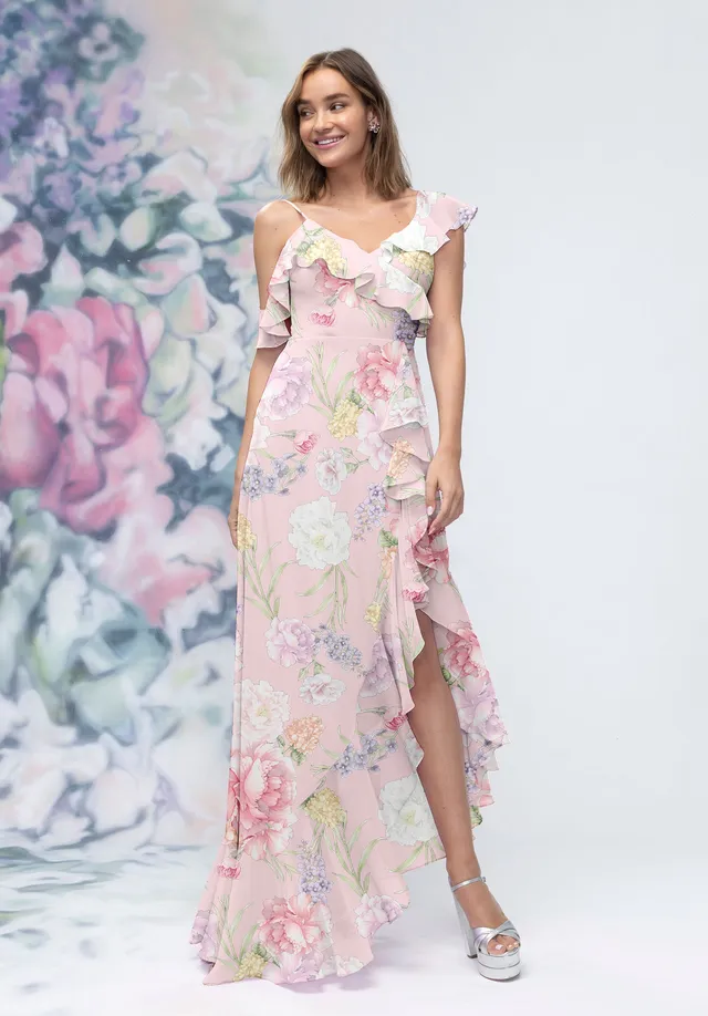 morilee-a-linie-brautjungfernkleid-chiffon-floral-mit-r-schen-schlitz image 1