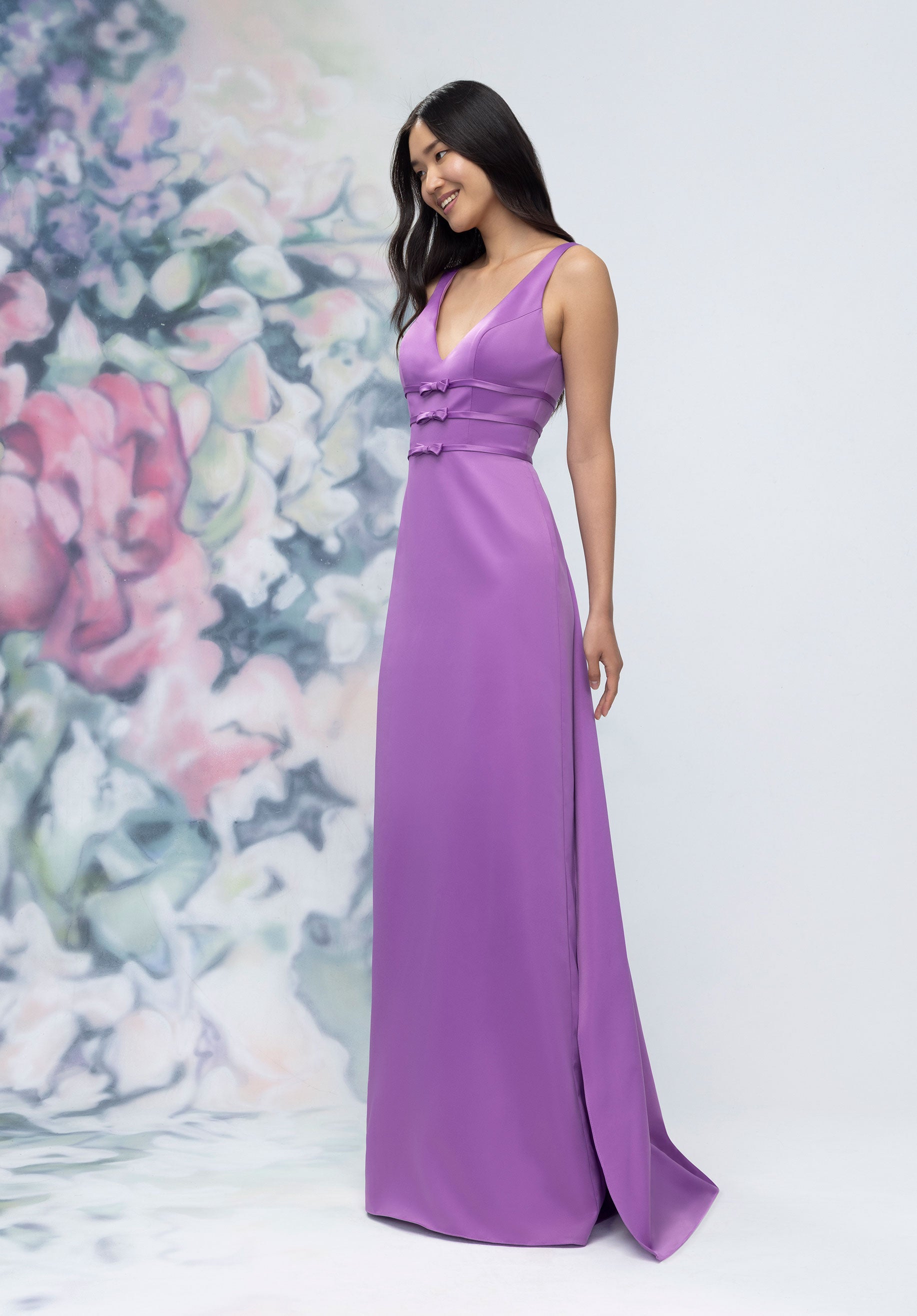 morilee-brautjungfernkleid-satin-v-ausschnitt-mit-schleife-und-abnehmbarer-schle image 3