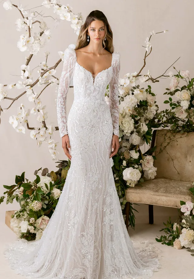 morilee-prima-brautkleid-t-ll-langarm-mit-puff-rmeln-und-cat-eye-ausschnitt image 1