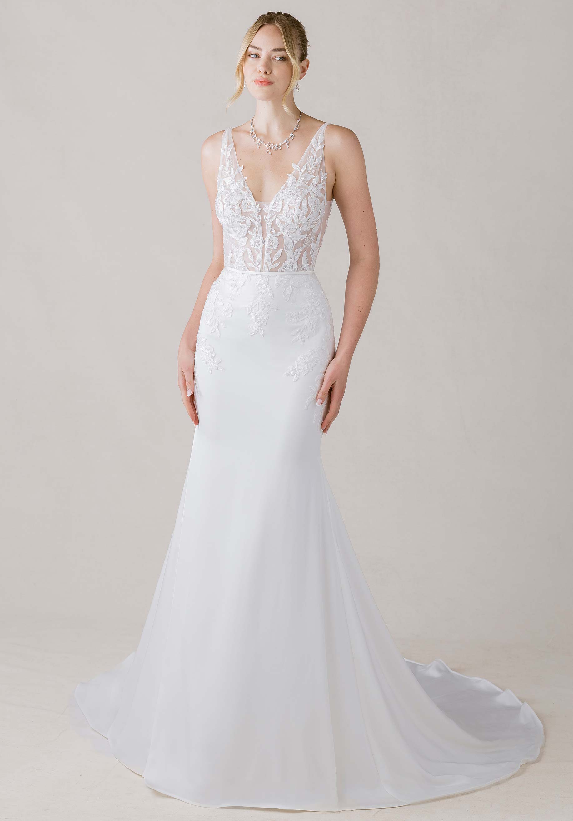morilee-odile-brautkleid-crepe-fit-and-flare-mit-berrock image 1