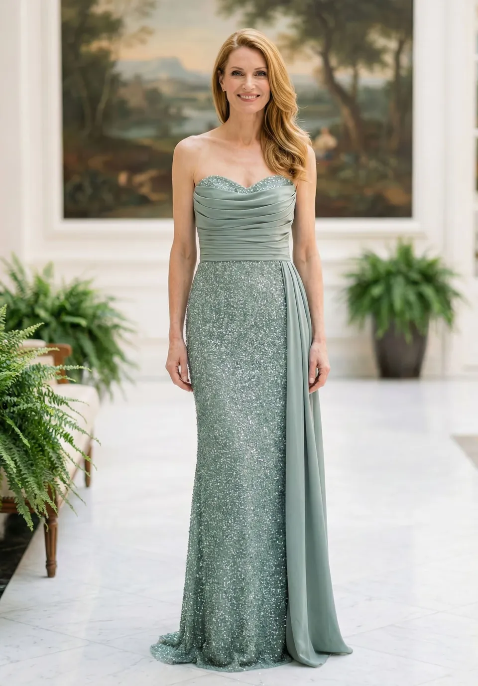 morilee-strapless-sweetheart-abendkleid-mit-pailletten-stickerei-und-drapierter- image 1