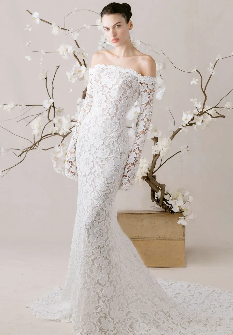 morilee-posy-brautkleid-mermaid-mit-langarm-und-peony-spitze image 1