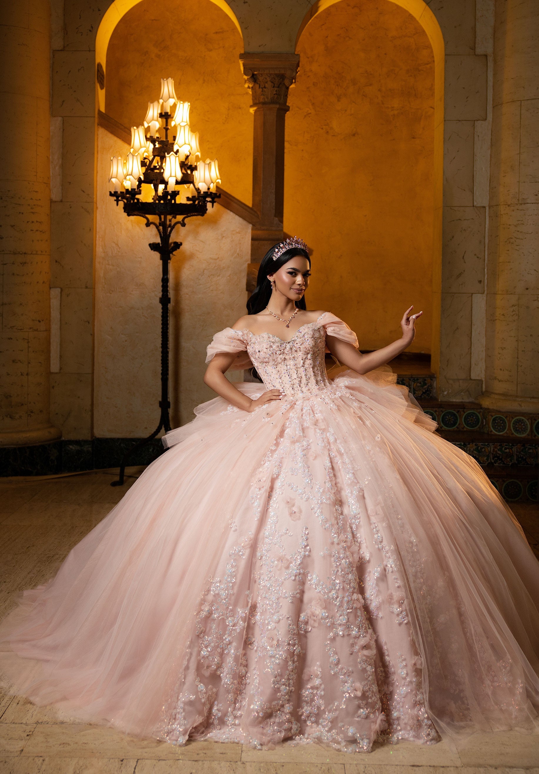 morilee-coralia-quincea-era-festkleid-glitzer-t-ll-3d-blumen image 3