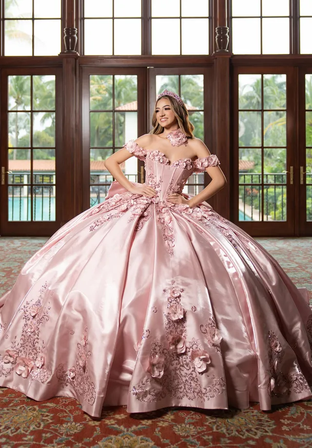 morilee-bridgette-quincea-era-kleid-ballkleid-aus-organza-und-satin-mit-3d-blume image 1
