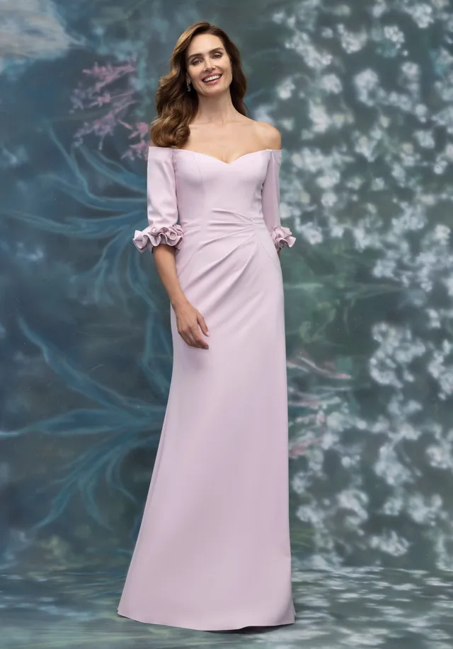 morilee-off-shoulder-crepe-abendkleid-fit-and-flare image 1