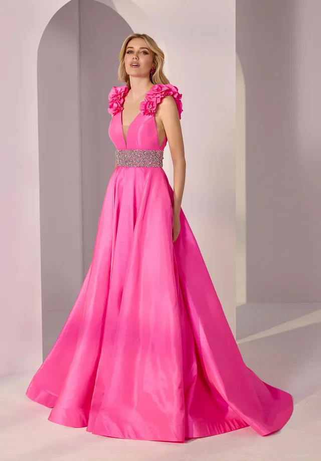 morilee-v-neck-taffeta-a-linien-partykleid image 1