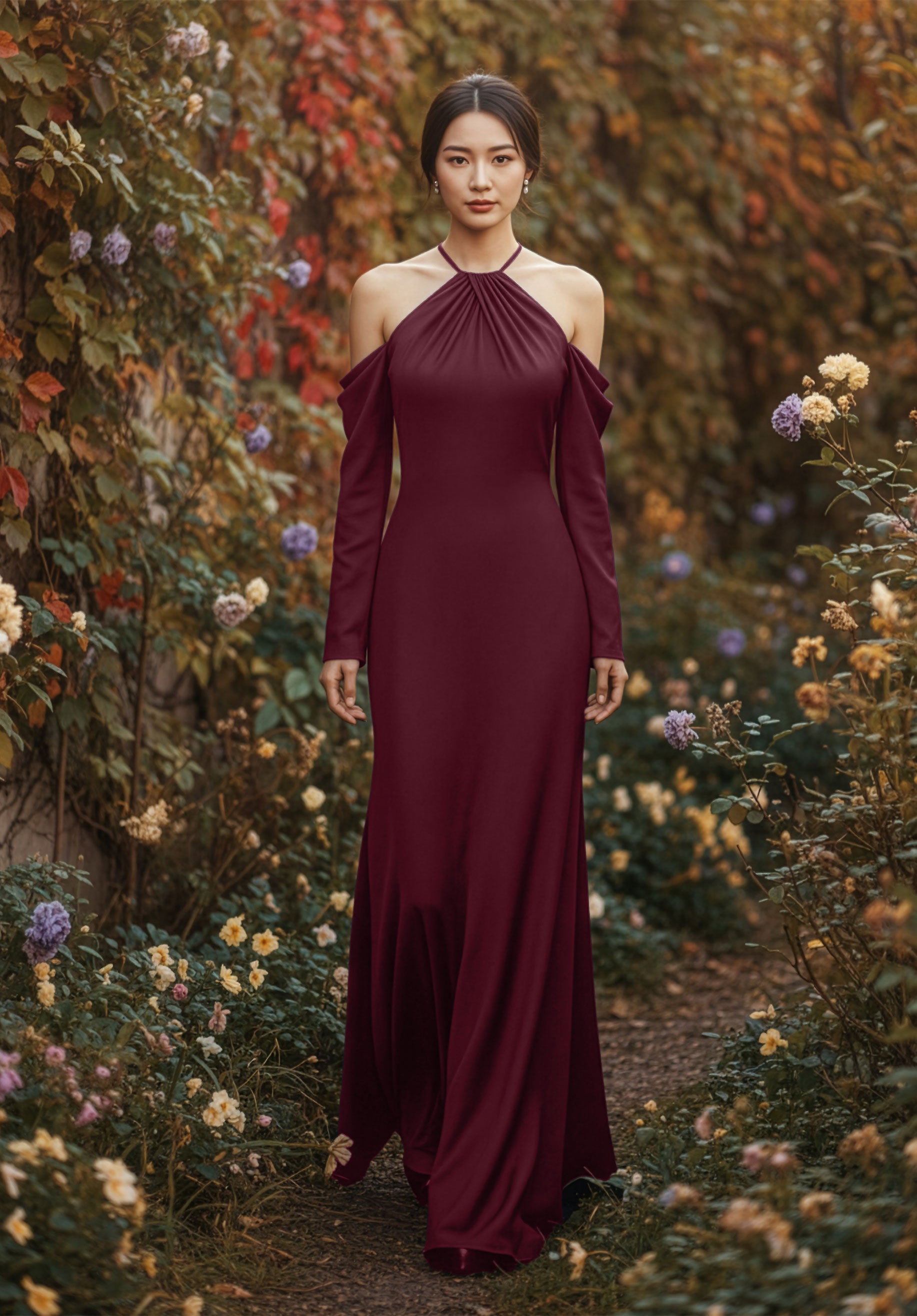 morilee-luxe-satin-brautjungfernkleid-halter-neck-mit-abnehmbaren-lang-rmeln image 5
