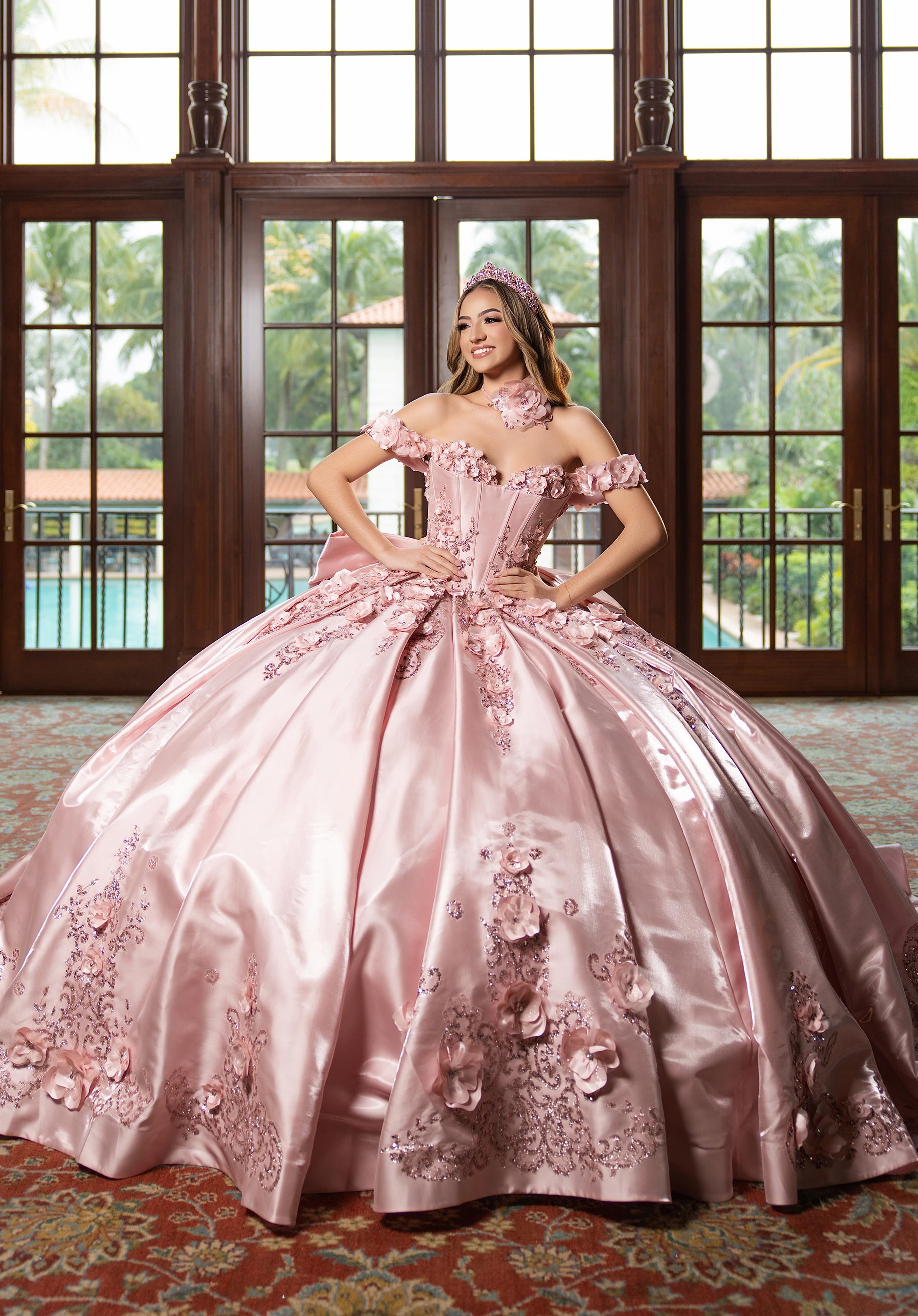 morilee-bridgette-quincea-era-kleid-ballkleid-aus-organza-und-satin-mit-3d-blume image 1
