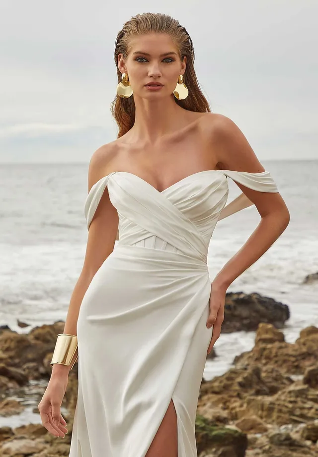morilee-liquid-satin-draped-sleeves-abnehmbare-braut-rmel image 1