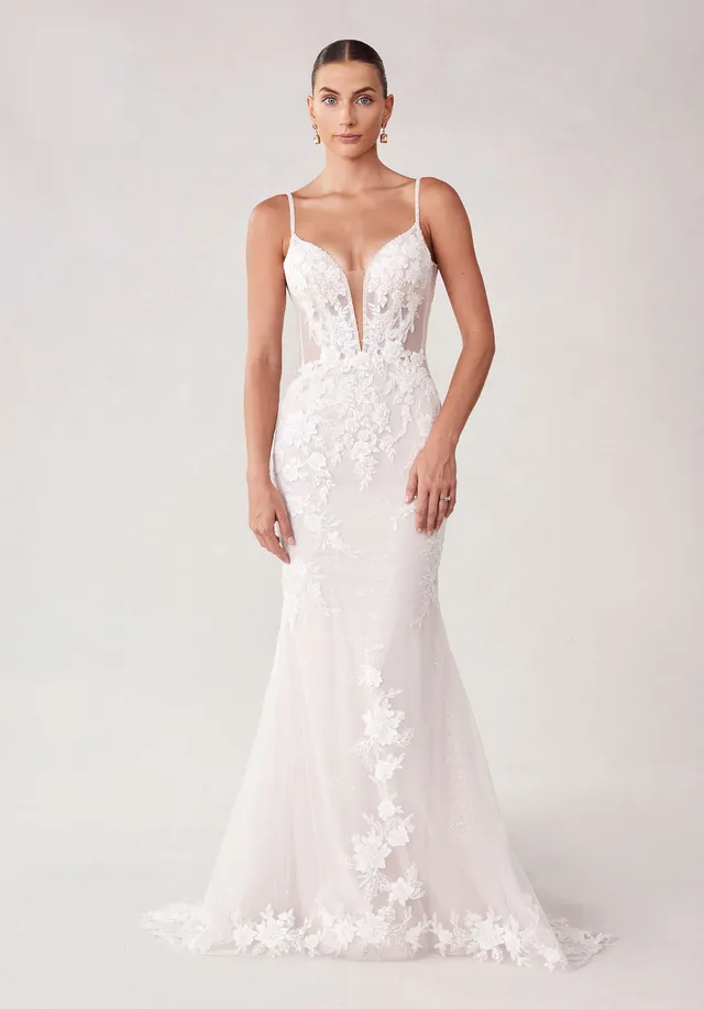 morilee-sinclair-brautkleid-fit-flare-mit-plunge-ausschnitt image 1