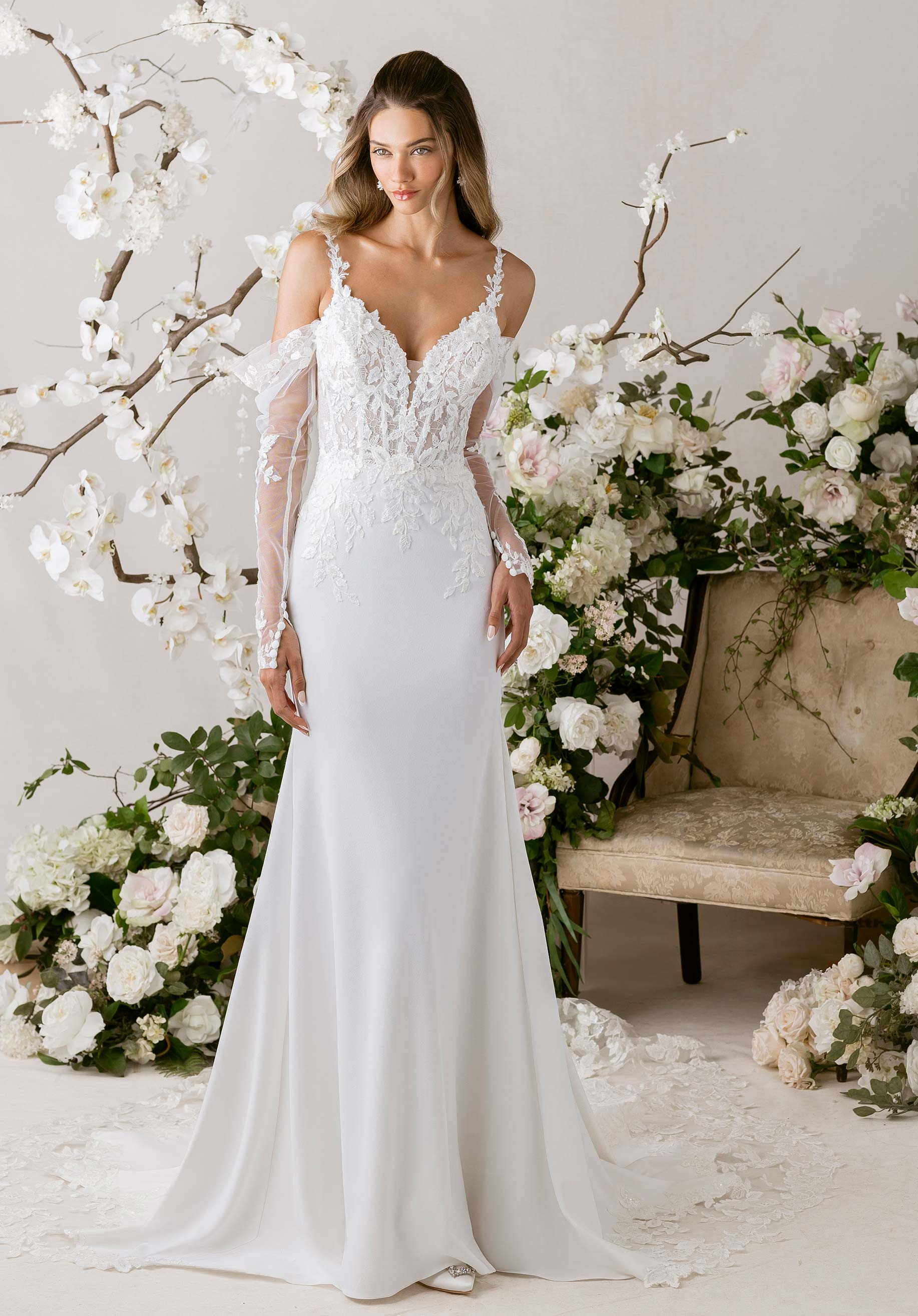 morilee-arabesque-brautkleid-mermaid-aus-crepe-mit-rmeln image 1