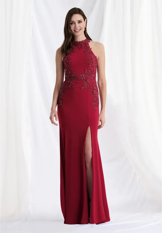 morilee-abendkleid-fit-and-flare-neckholder-jersey-mit-illusionsr-cken image 1