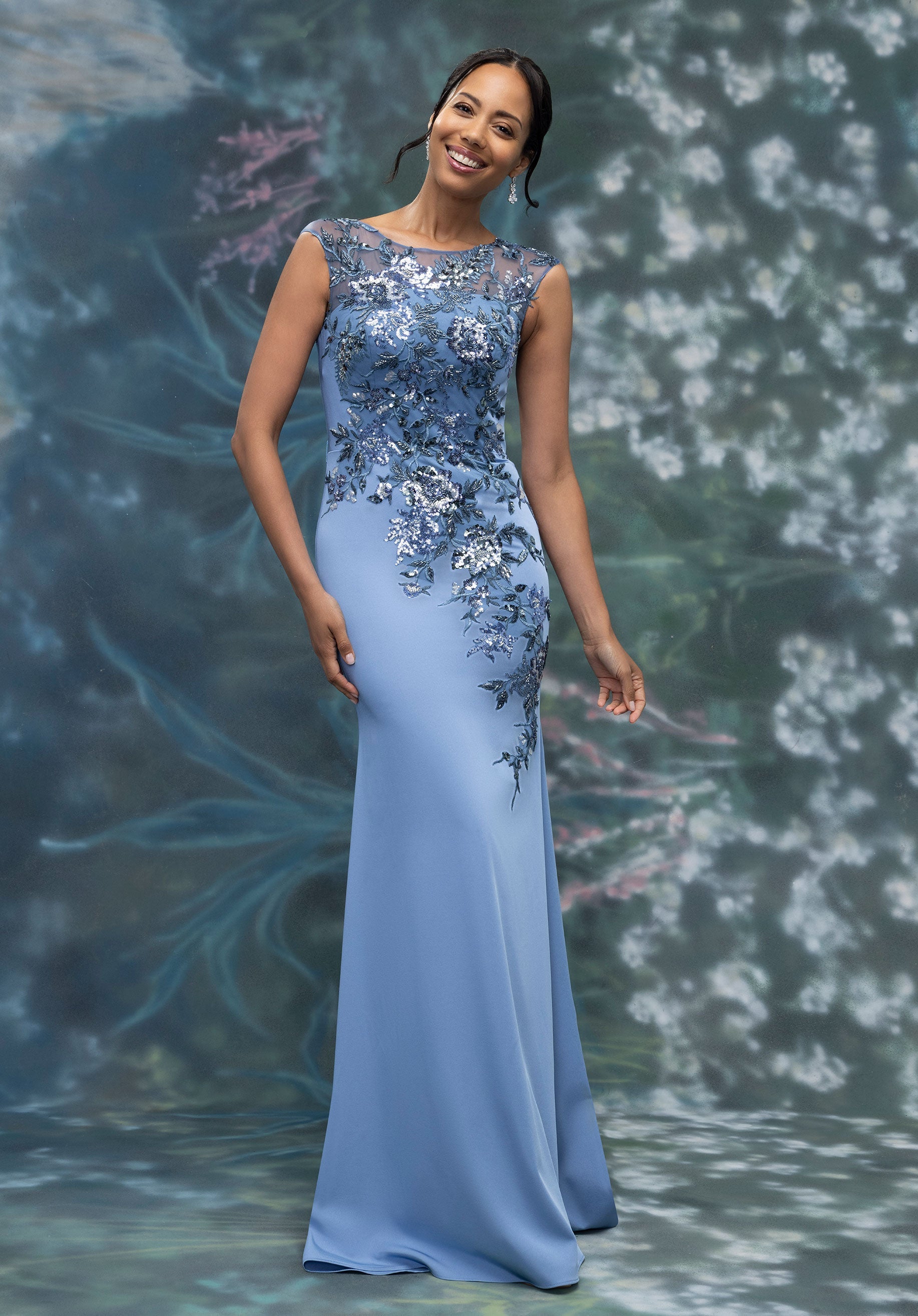 morilee-fit-and-flare-abendkleid-stretch-crepe-mit-illusions-ausschnitt image 2