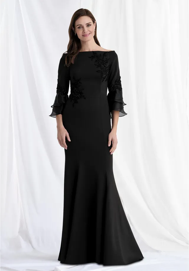 morilee-scuba-fit-flare-abendkleid-mit-r-schen-rmeln image 1