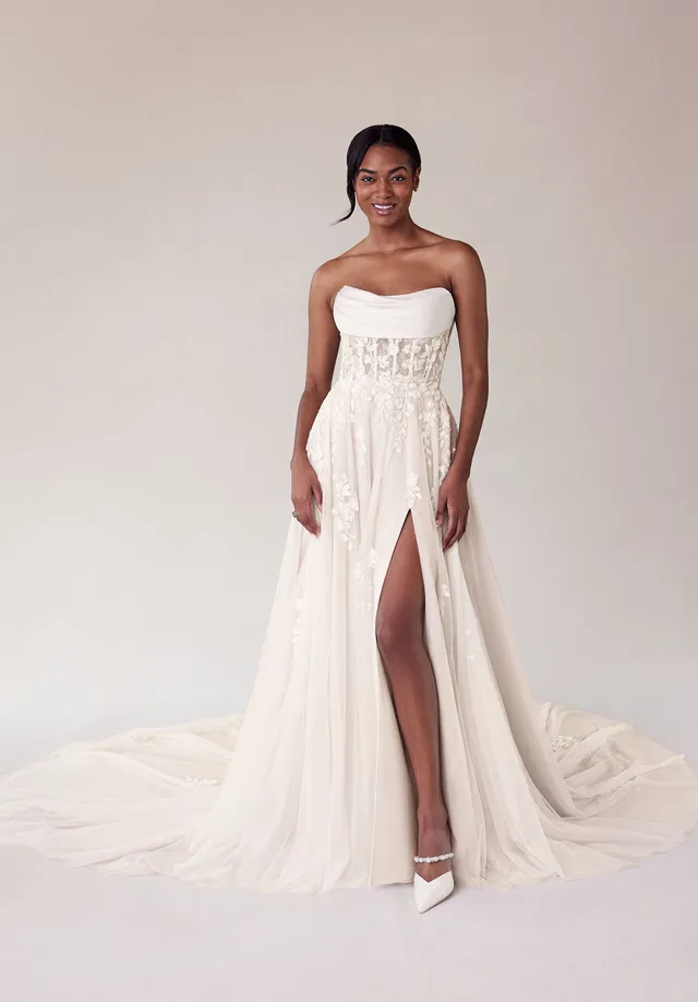 morilee-summer-a-linie-brautkleid-aus-satin-und-t-ll-mit-schlitz image 1