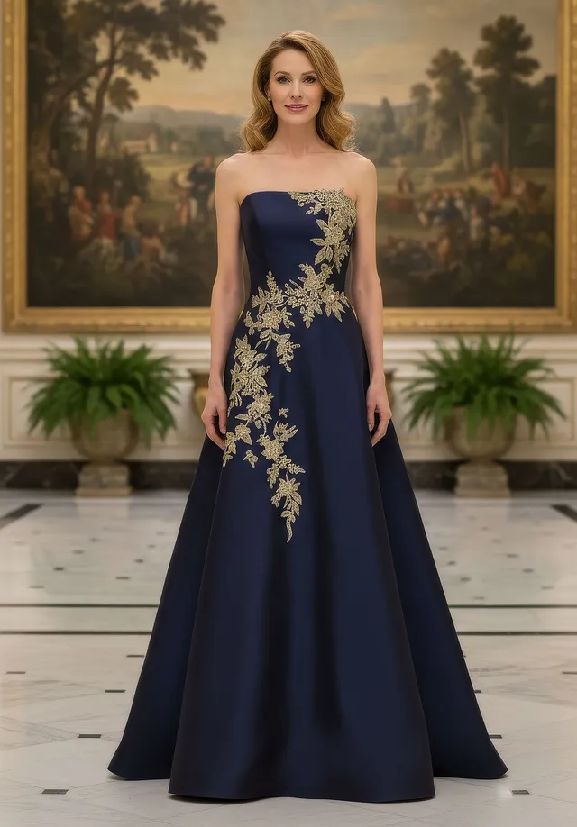 morilee-metallic-floral-faille-ballkleid-abendkleid image 1