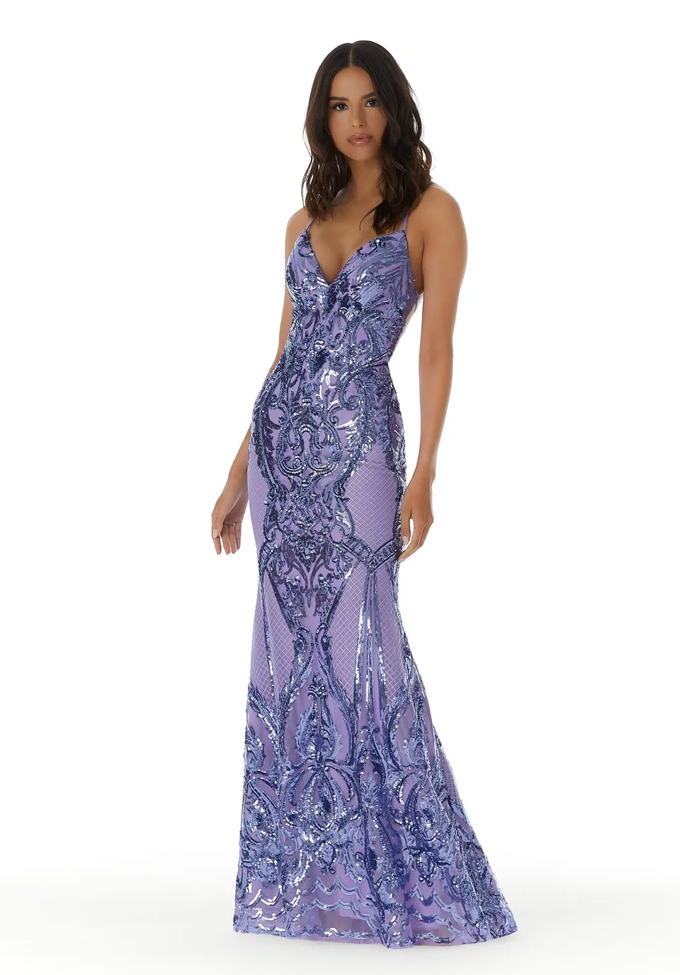 morilee-sequin-fitted-promkleid-party-fit-and-flare-mit-kreuzr-cken image 1