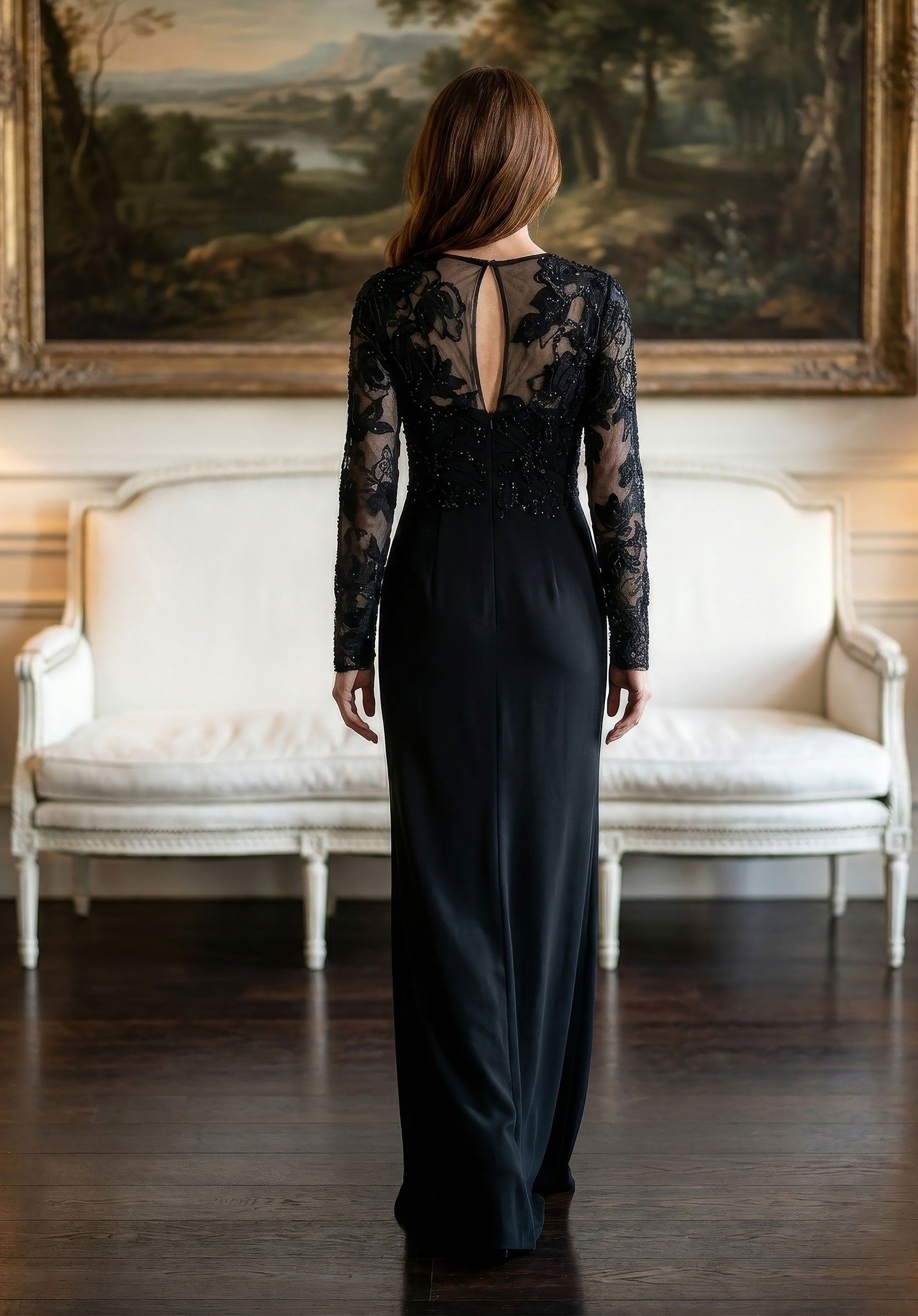 morilee-abendkleid-beaded-chiffon-blumen-langarm-sheath image 2