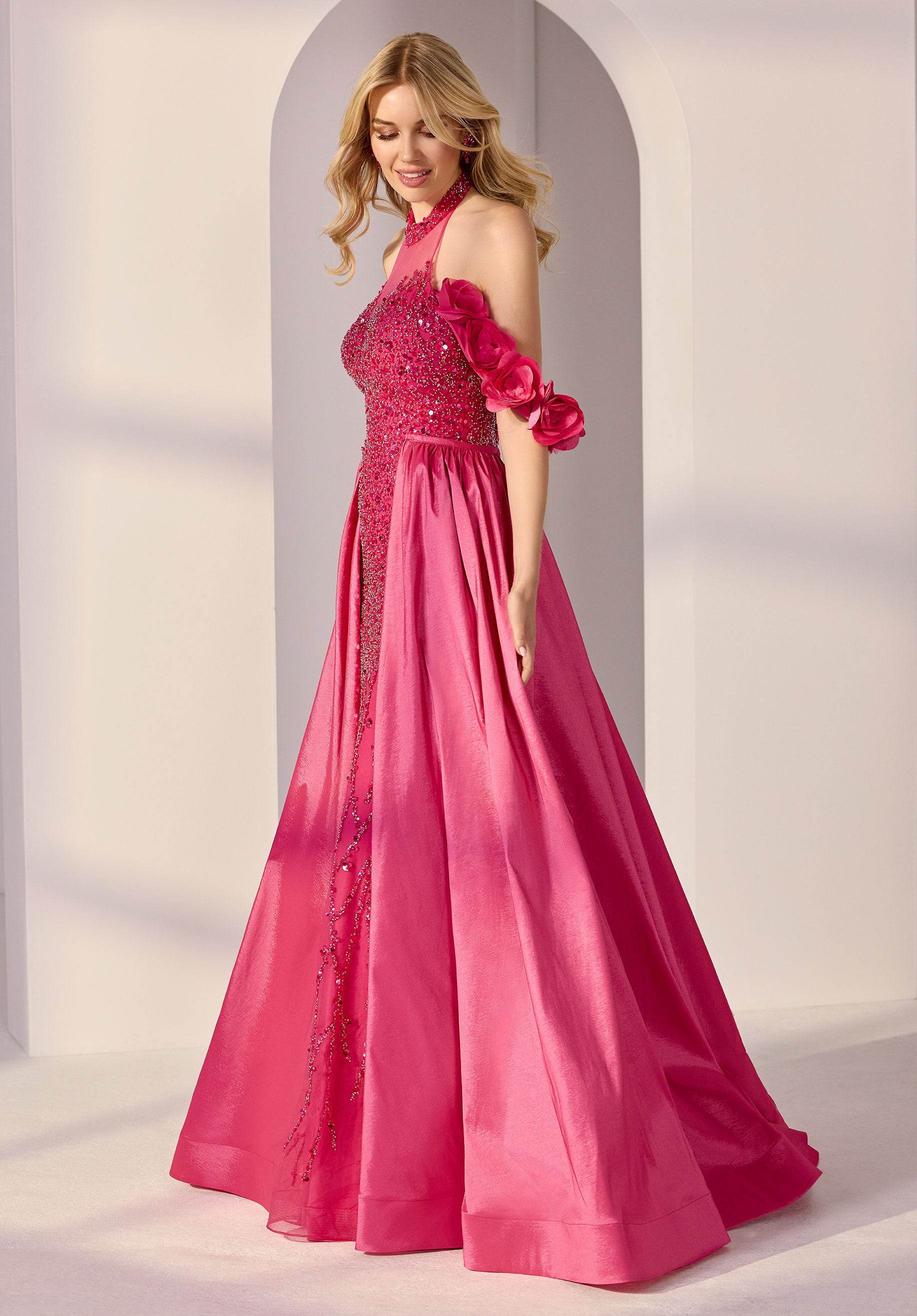 morilee-illusion-halter-t-ll-partykleid-mit-rosetten-und-overskirt image 4