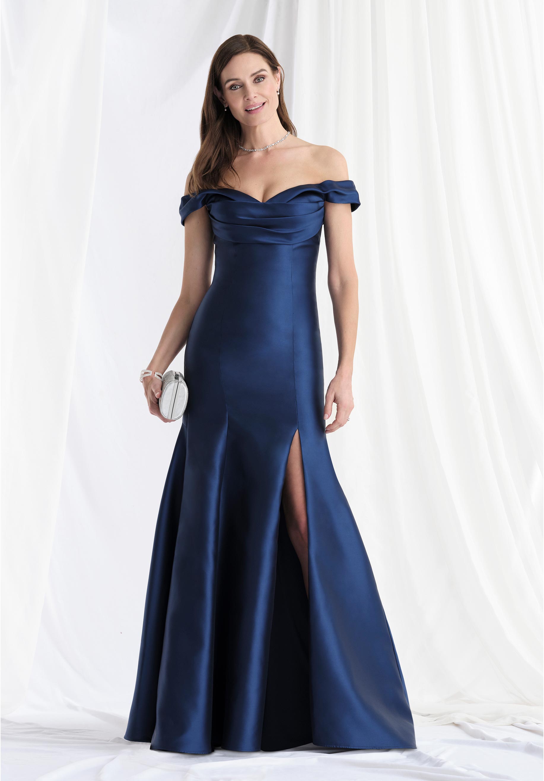 morilee-fit-and-flare-off-shoulder-mikado-abendkleid-mit-schlitz image 1