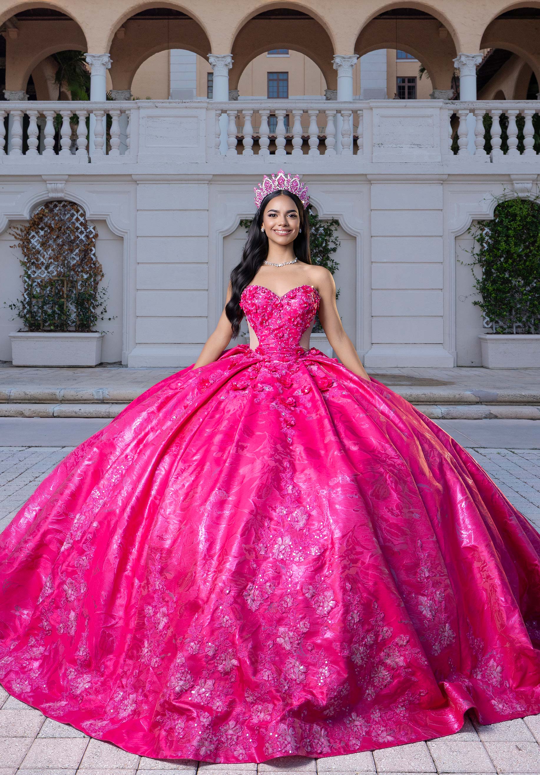 morilee-vizcaya-bryn-quincea-era-kleid-brokat-mini-mit-berrock-und-schleife image 2
