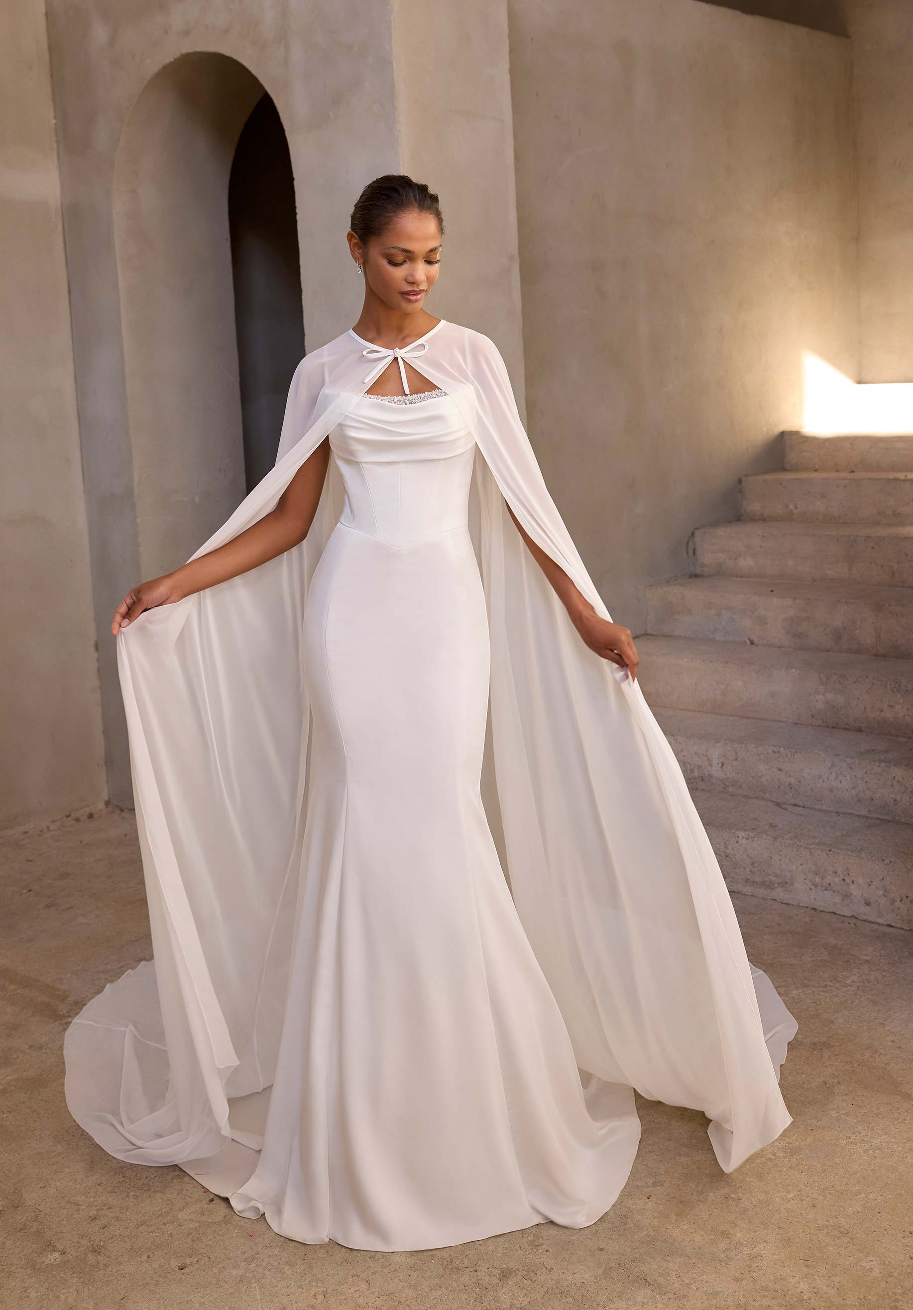 morilee-alia-brautkleid-fit-flare-satin-mit-cape image 5