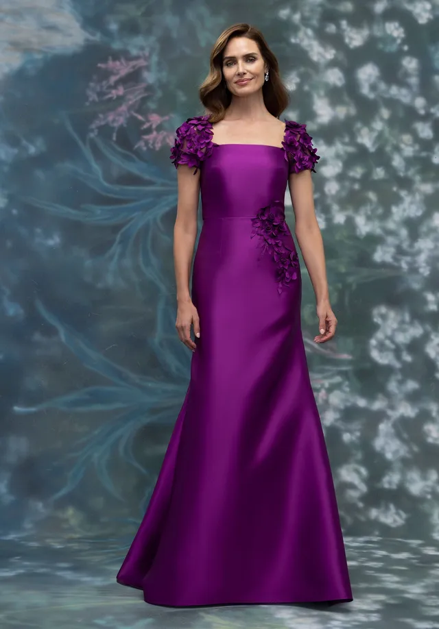 morilee-abendkleid-meerjungfrau-mikado-mit-eck-ausschnitt-und-bl-ten-rmeln image 1