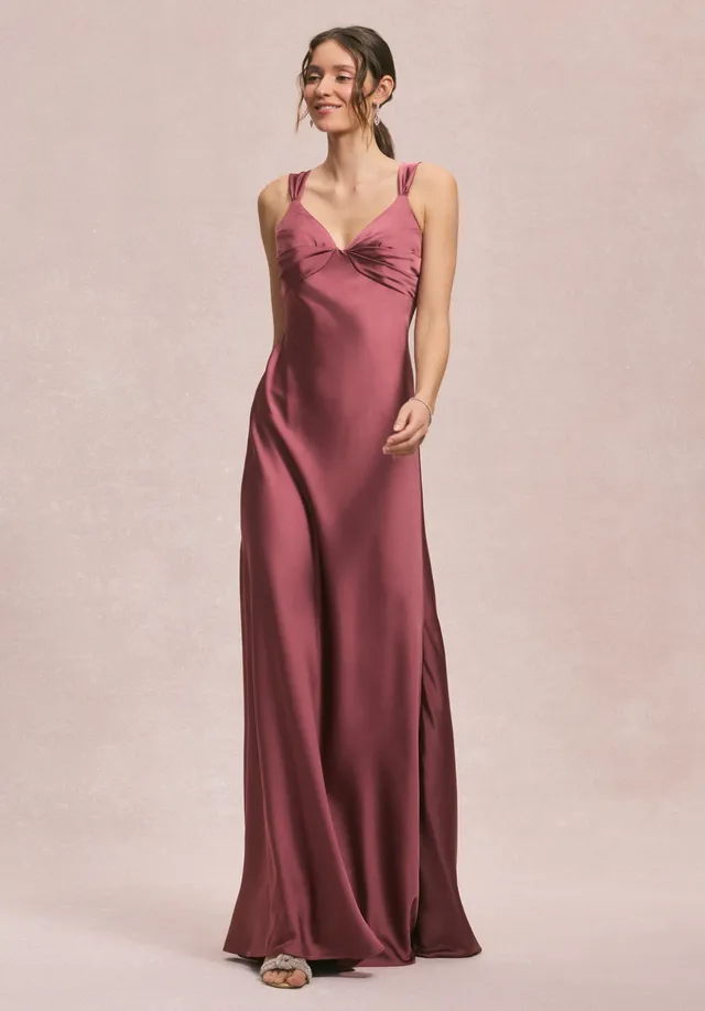 morilee-brautjungfernkleid-drapiertes-empire-v-neck-aus-luxe-satin image 1