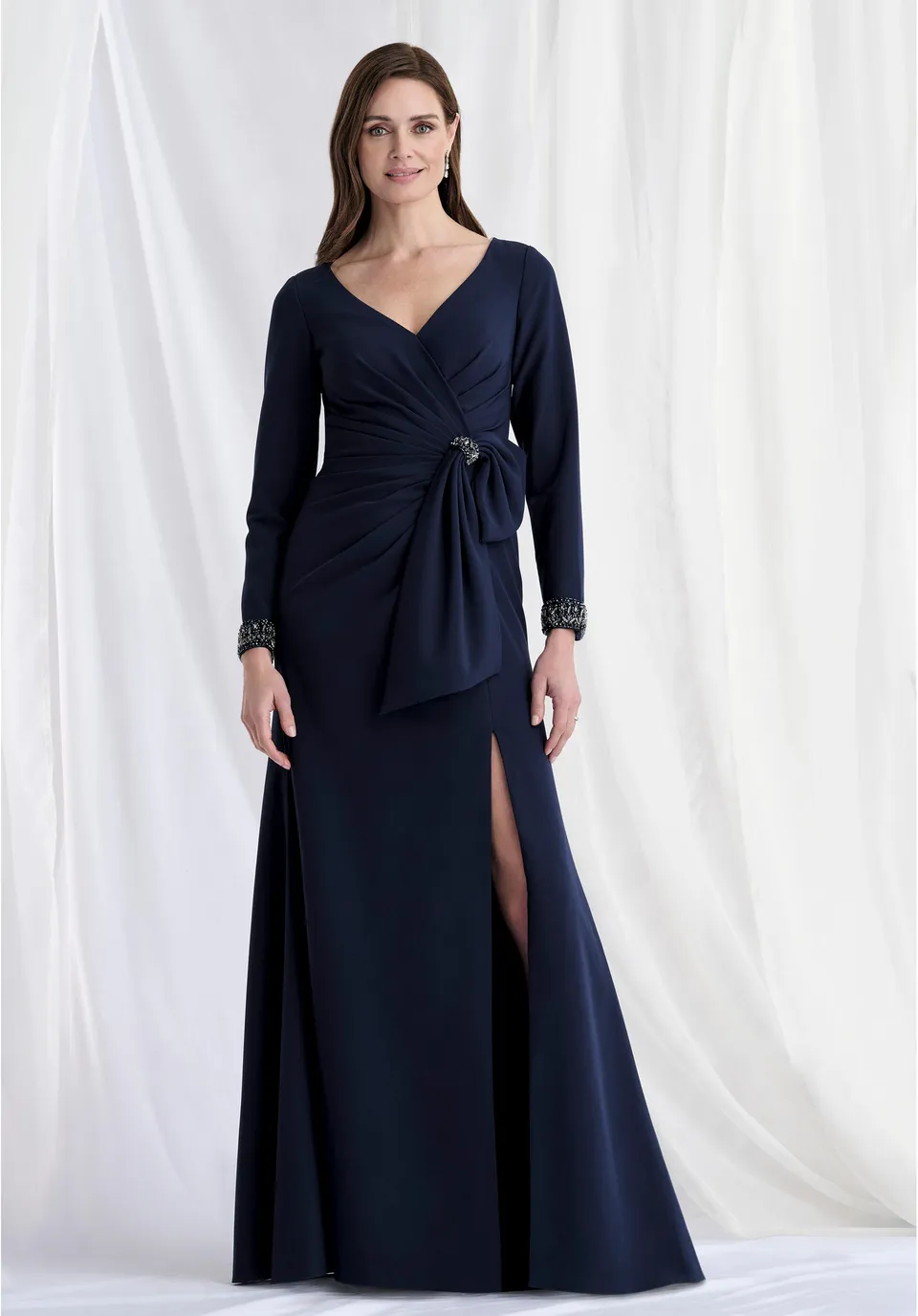 morilee-scuba-knit-fit-and-flare-abendkleid-mit-schleife image 1