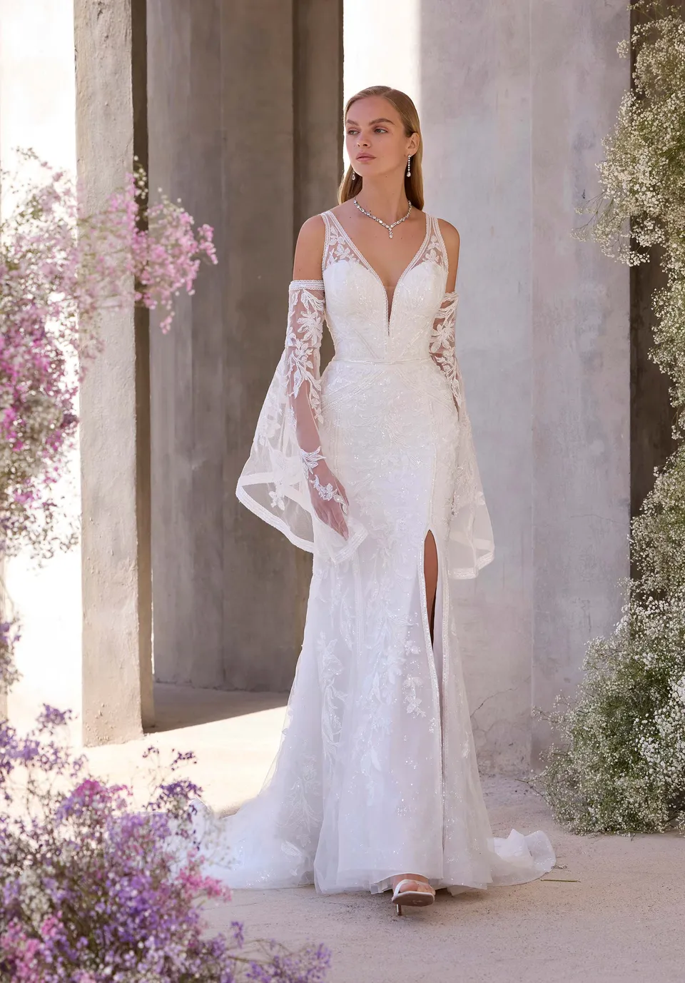 morilee-tem-brautkleid-mit-v-ausschnitt-und-abnehmbaren-bell-rmeln image 1