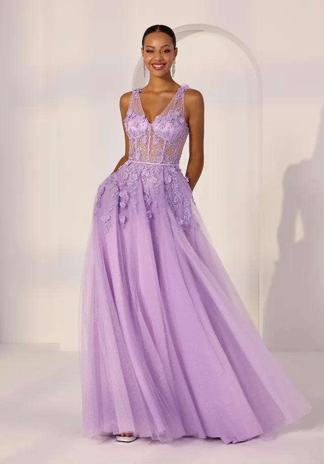 morilee-sheer-corset-3d-floral-a-line-partykleid image 1