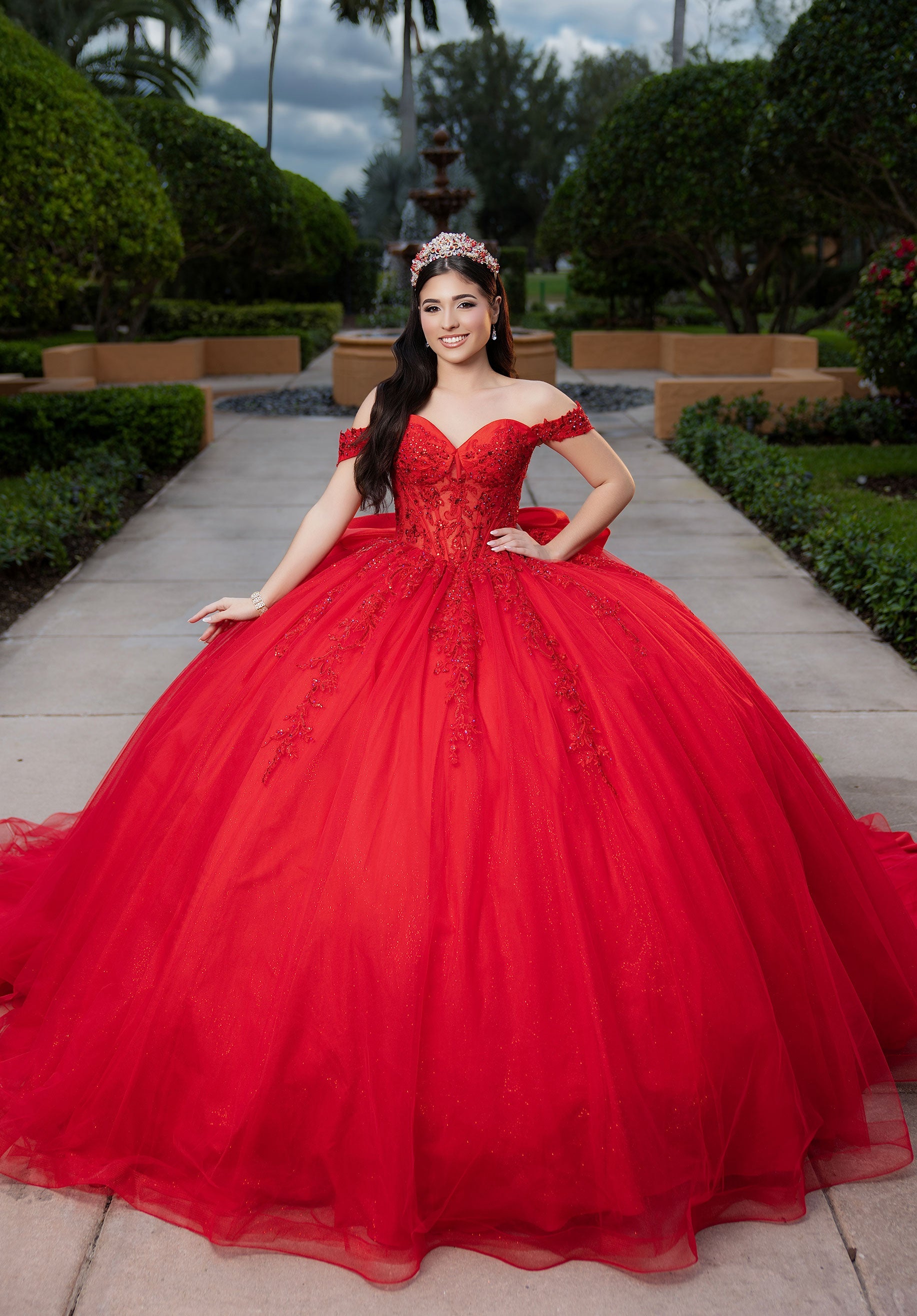 morilee-celia-quincea-era-kleid-glitzer-t-ll-corsage image 1