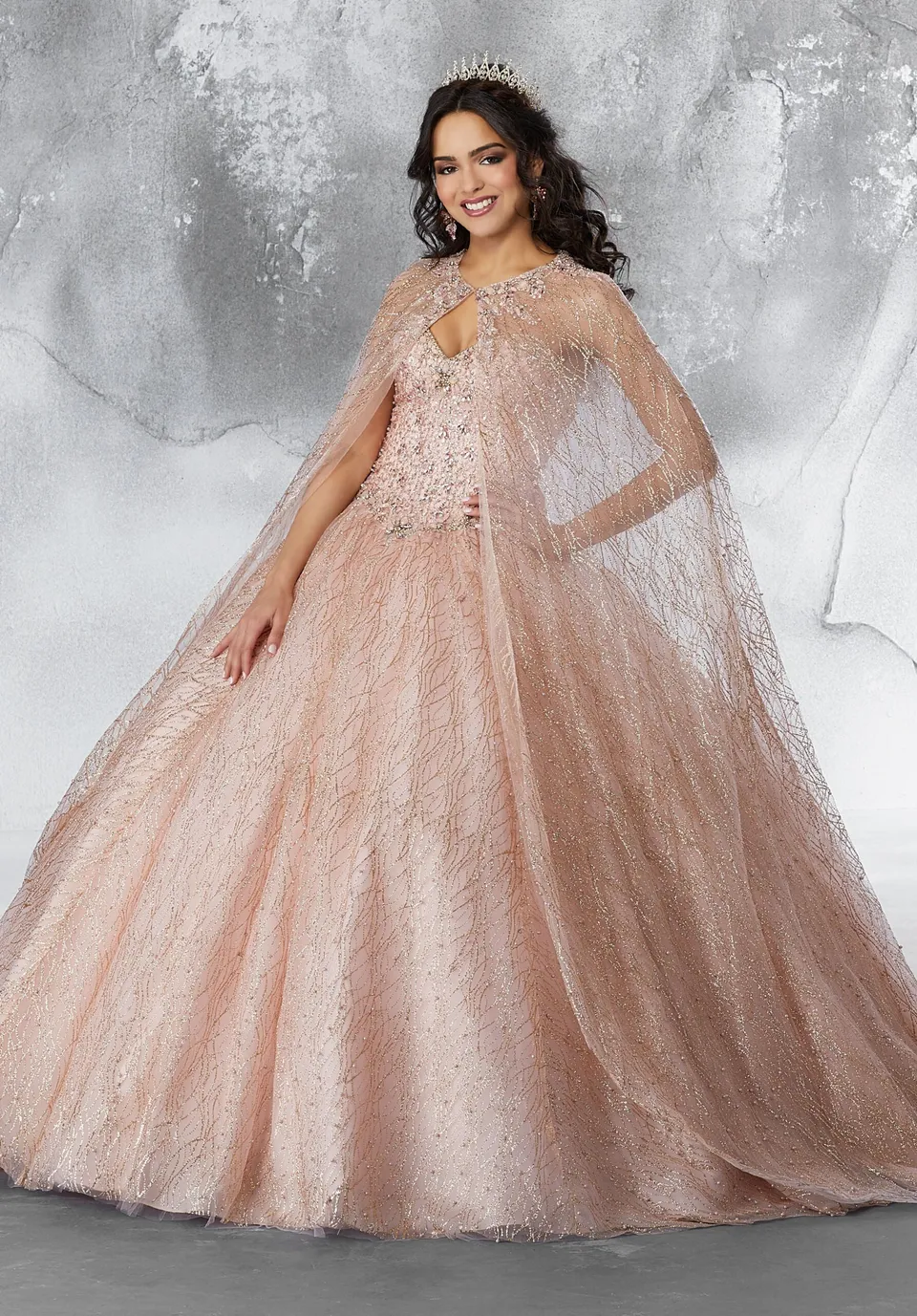 morilee-vizcaya-cape-glitzer-mesh-perlenmuster image 1